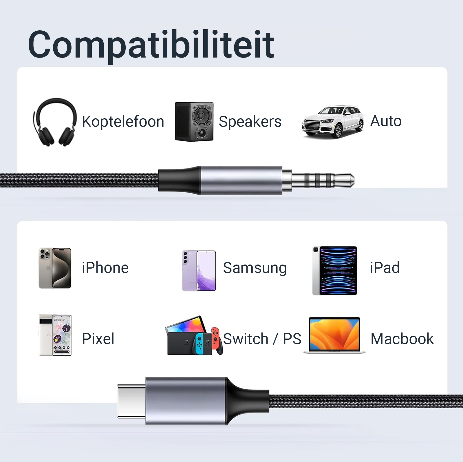 USB-C naar Aux Kabel - 1 Meter - Spacegrey-2