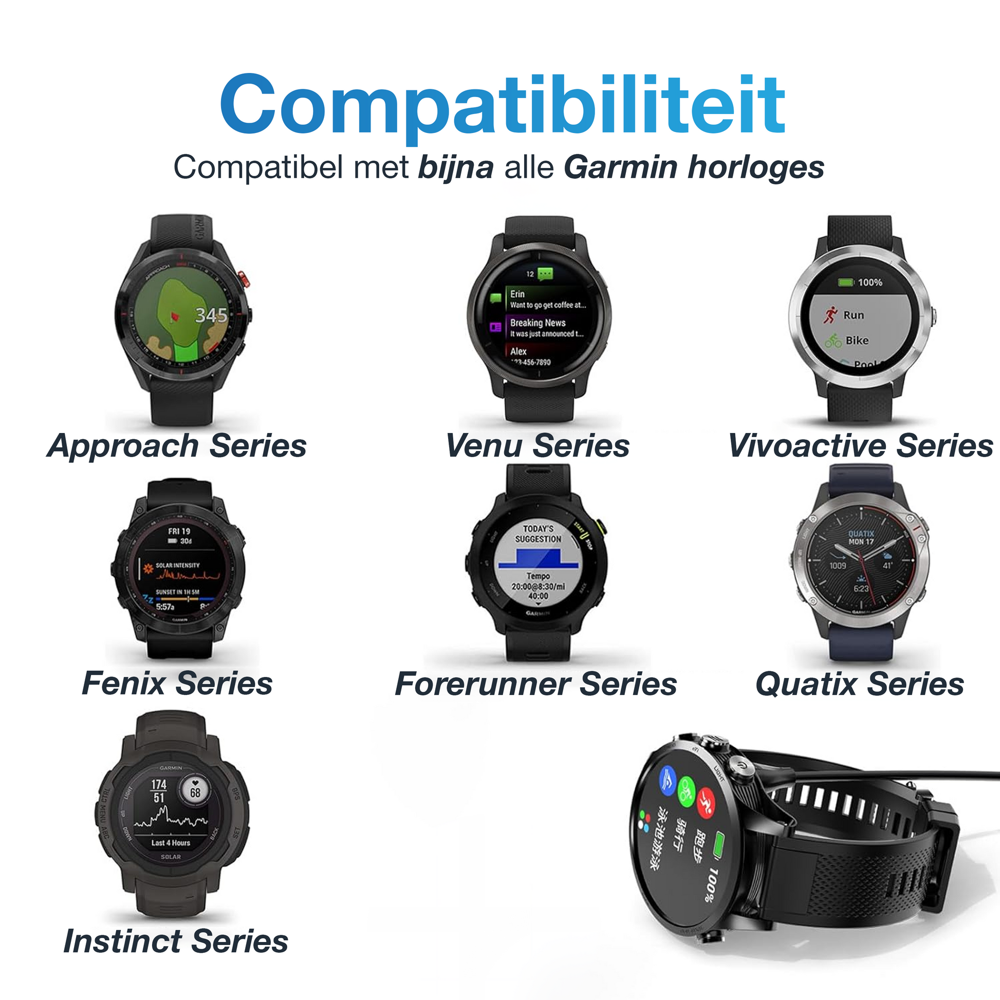 USB-C naar Garmin Kabel - 1 Meter - Nylon-6