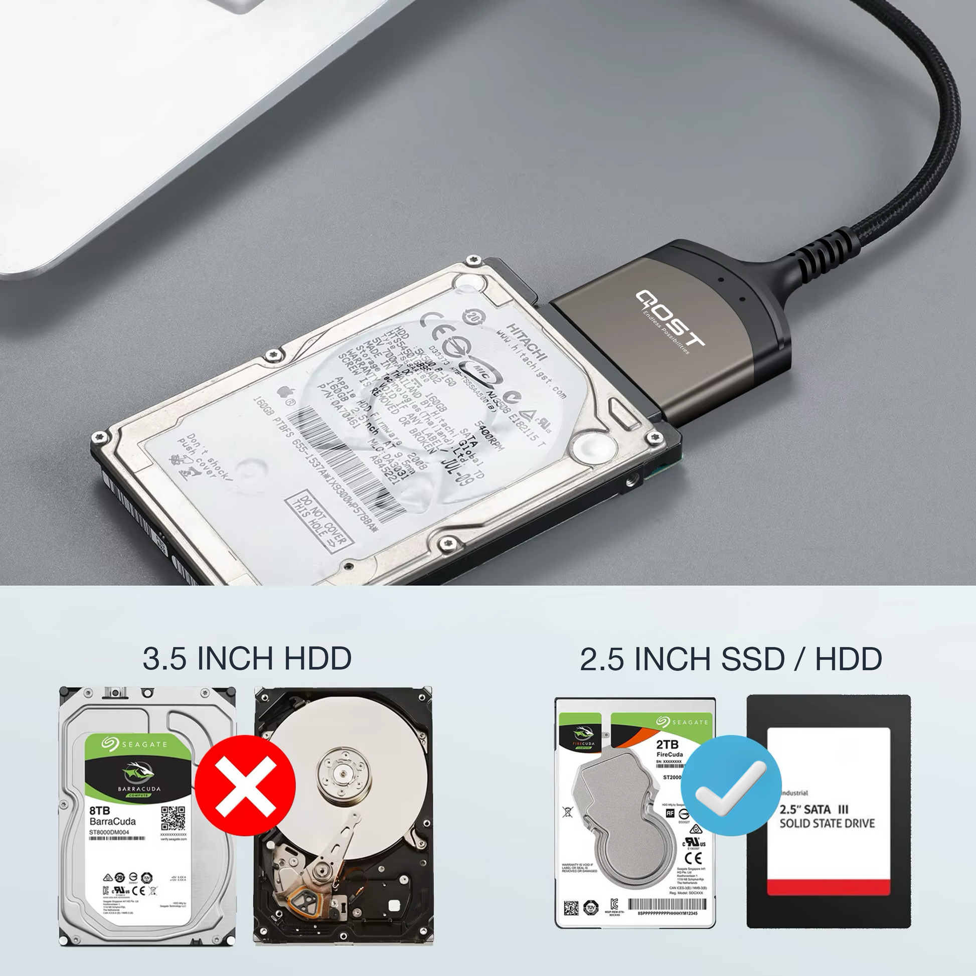 USB-A naar Sata Adapter - Zwart-2