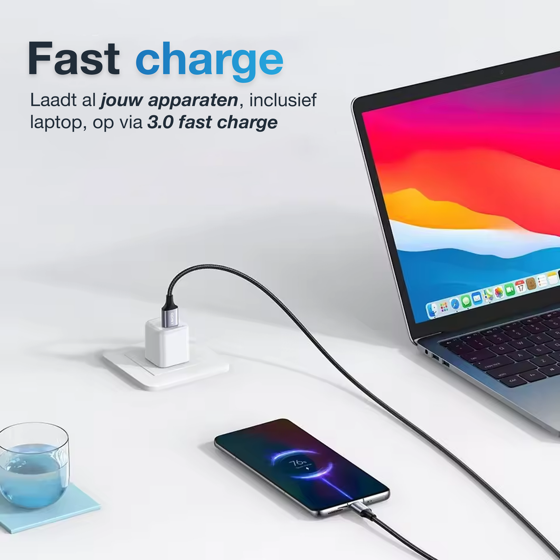 USB-A naar USB-C Kabel - 1 Meter - Spacegrey-3