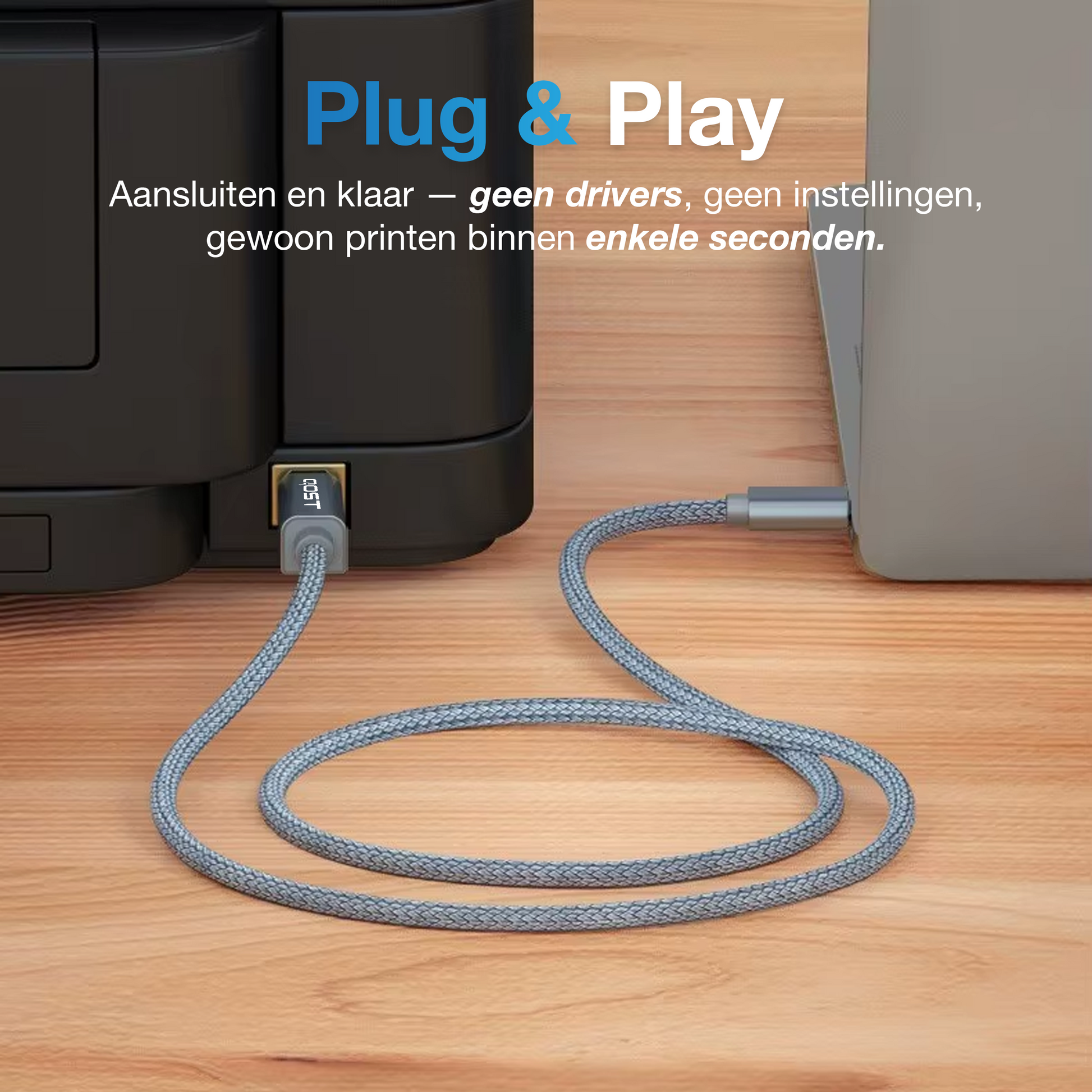 USB-C naar Printerkabel 2.0 - 3 Meter - Spacegrey-3