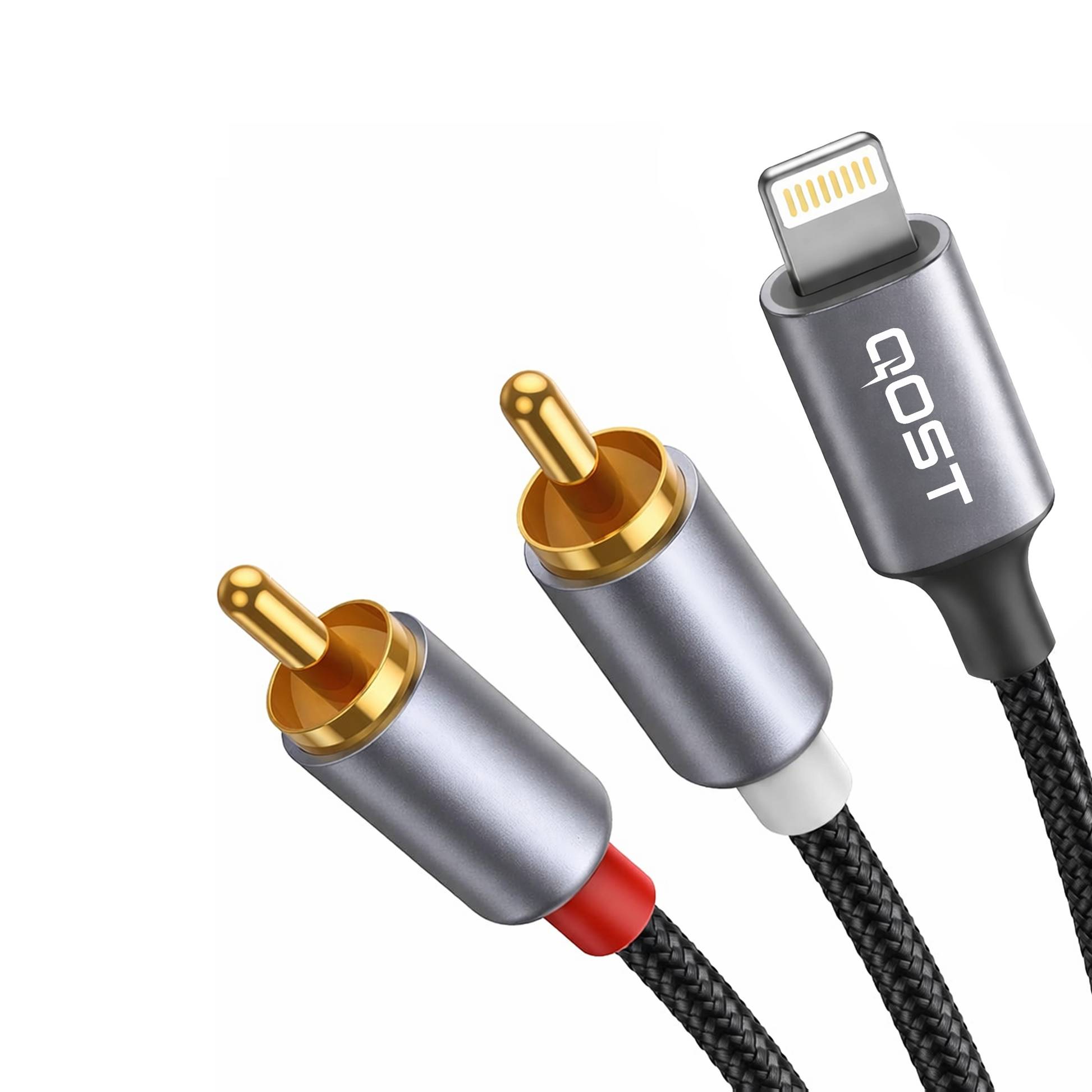 Qost - Lightning naar RCA Kabel - 2 Meter - Spacegrey-1