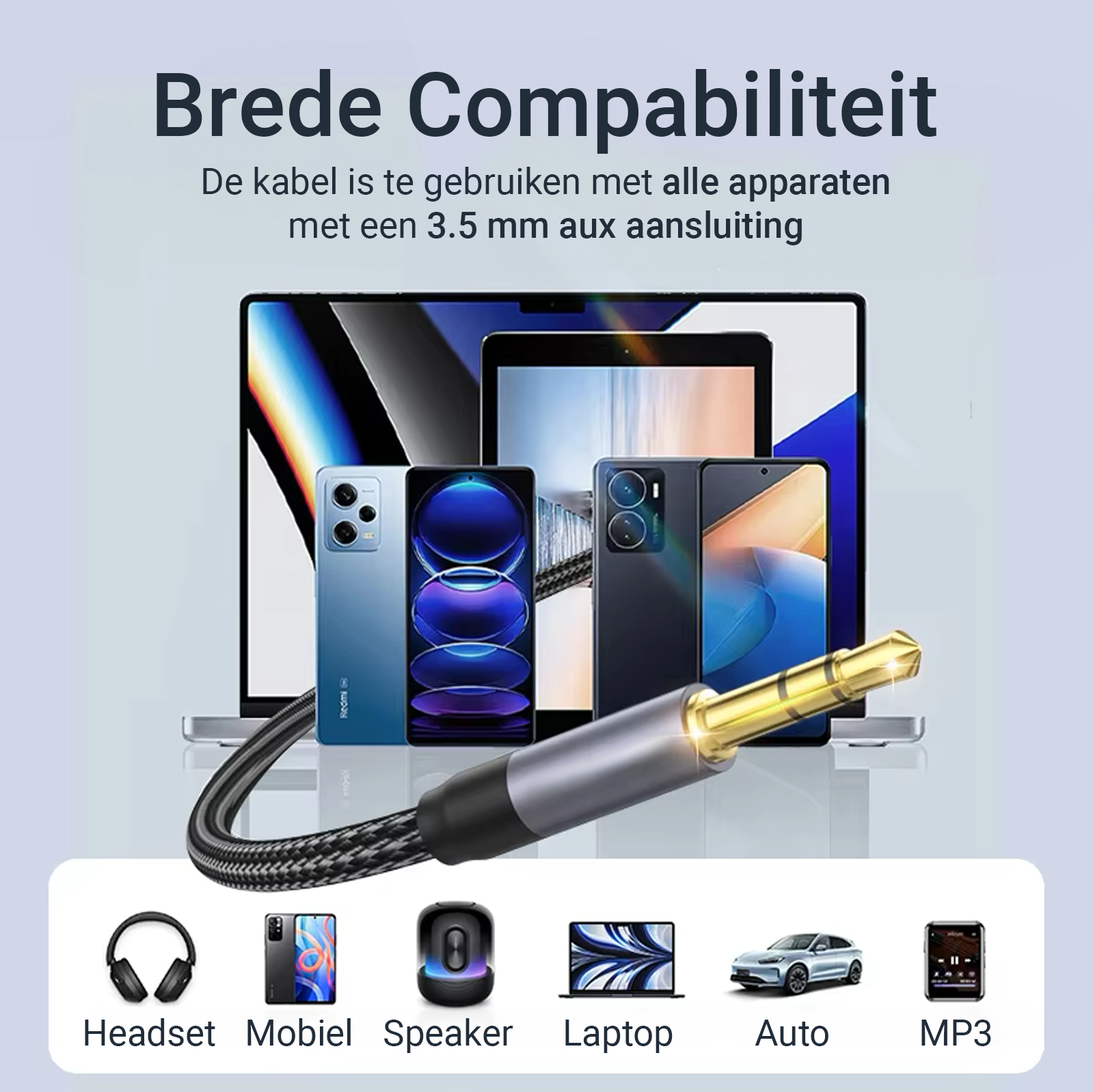 Aux Kabel 3.5 mm - 3 Meter - Spacegrey-2