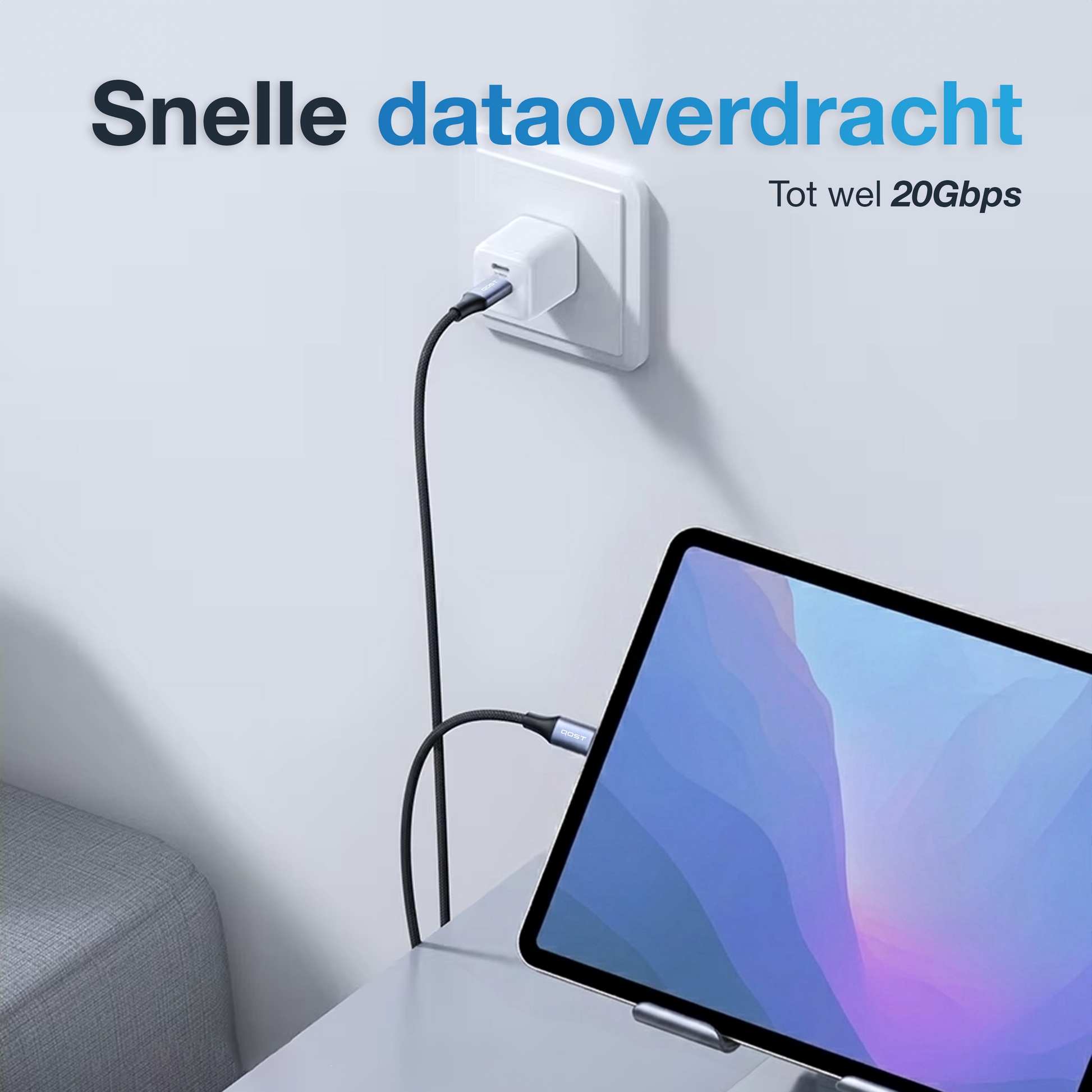 USB-C naar USB-C Kabel - 100W - Spacegrey - 1 Meter-3