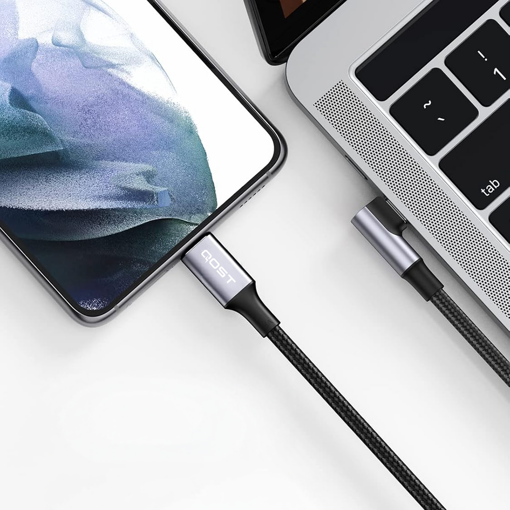 USB-C naar USB-C Kabel - 90 Graden - 2 Meter - Spacegrey-3