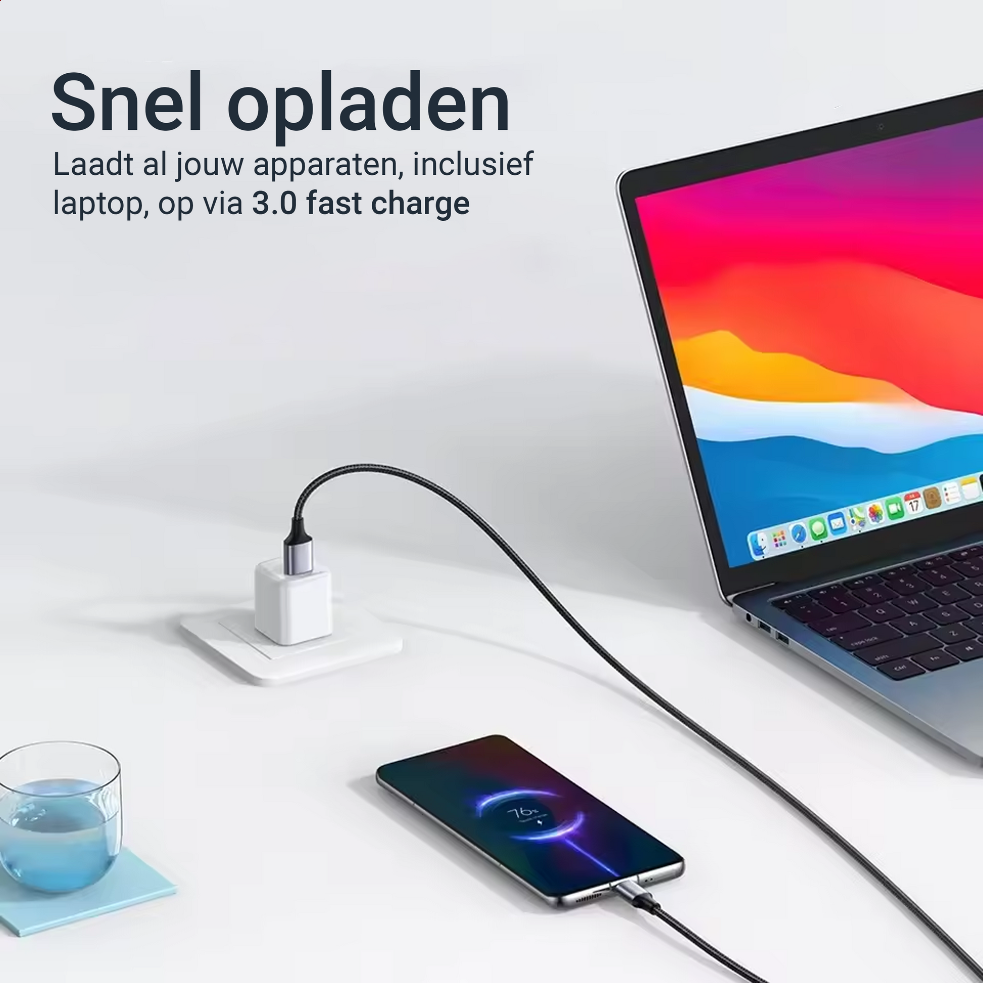 USB-A naar USB-C Kabel - 1 Meter - Spacegrey-6