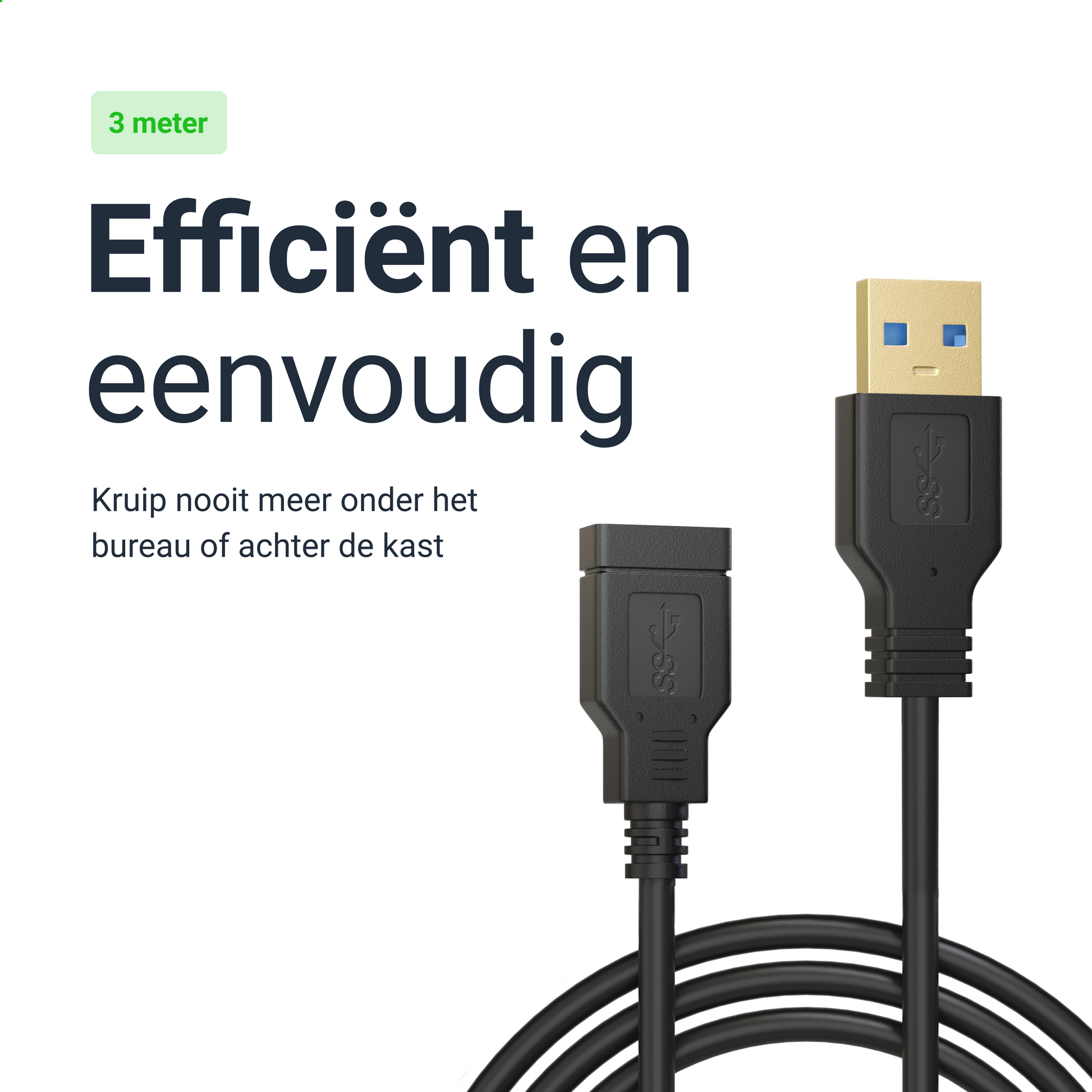 USB-A Verlengkabel - 3 Meter - Zwart-4