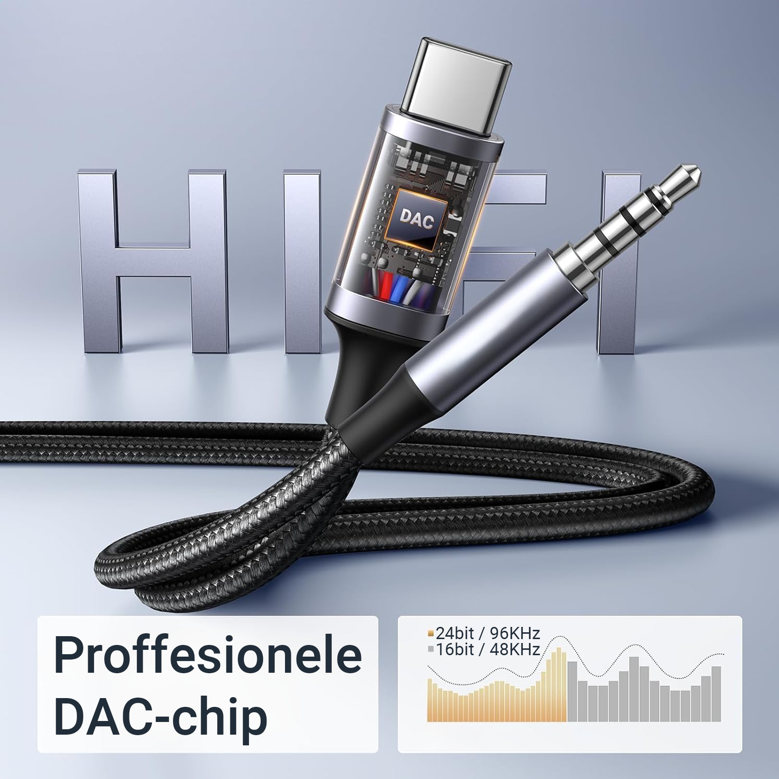 USB-C naar Aux Kabel - 1 Meter - Spacegrey-3