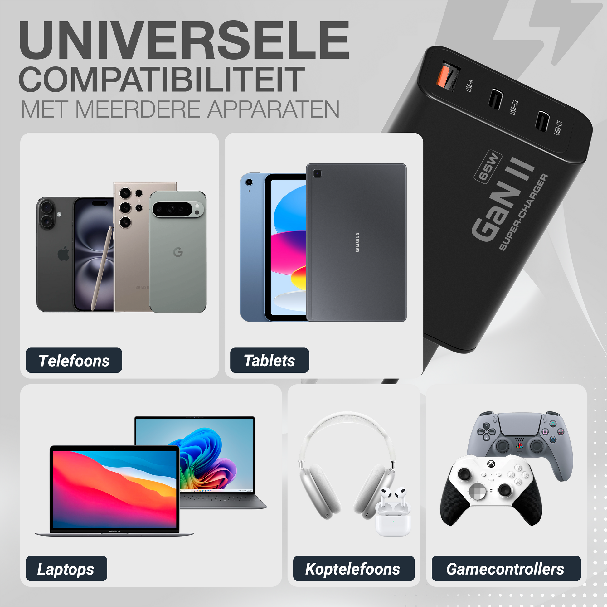 USB-C Adapter 65W - USB-A / USB-C - Zwart-2