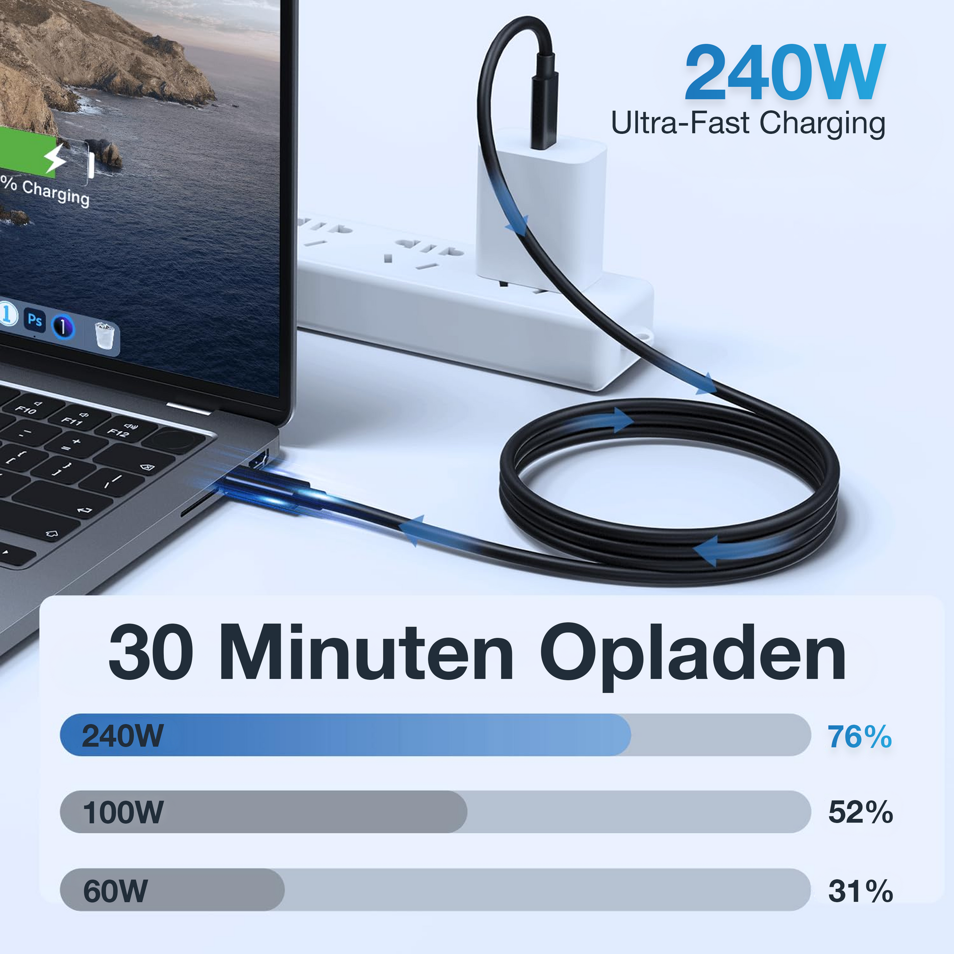Qost - Thunderbolt 4 Kabel - 1 Meter - Zwart-5