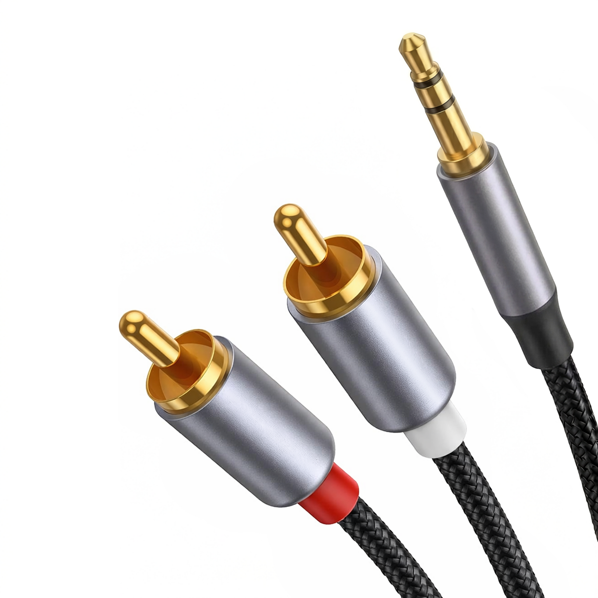 Aux naar RCA Kabel - 1.5 Meter - Spacegrey-1