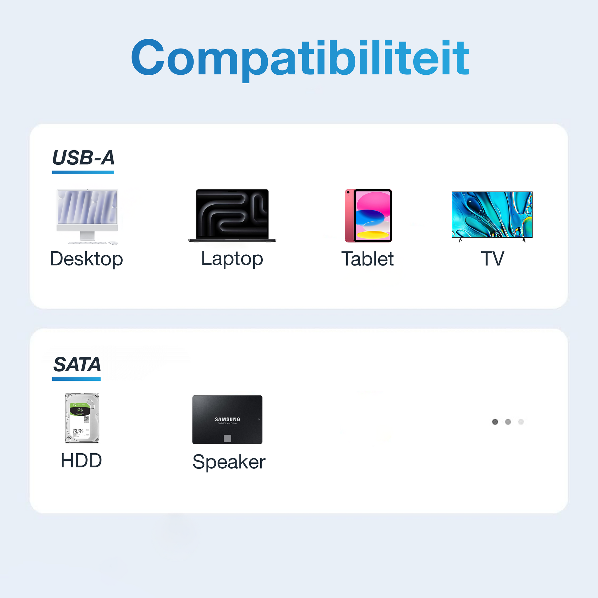 USB-A naar Sata Adapter - Zwart-3