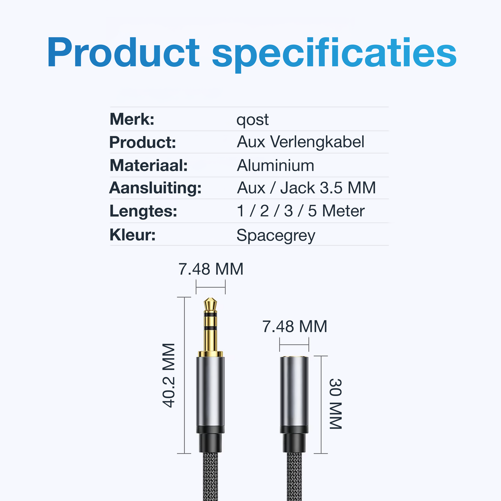 Aux Verlengkabel - 3 Meter - Zwart-3