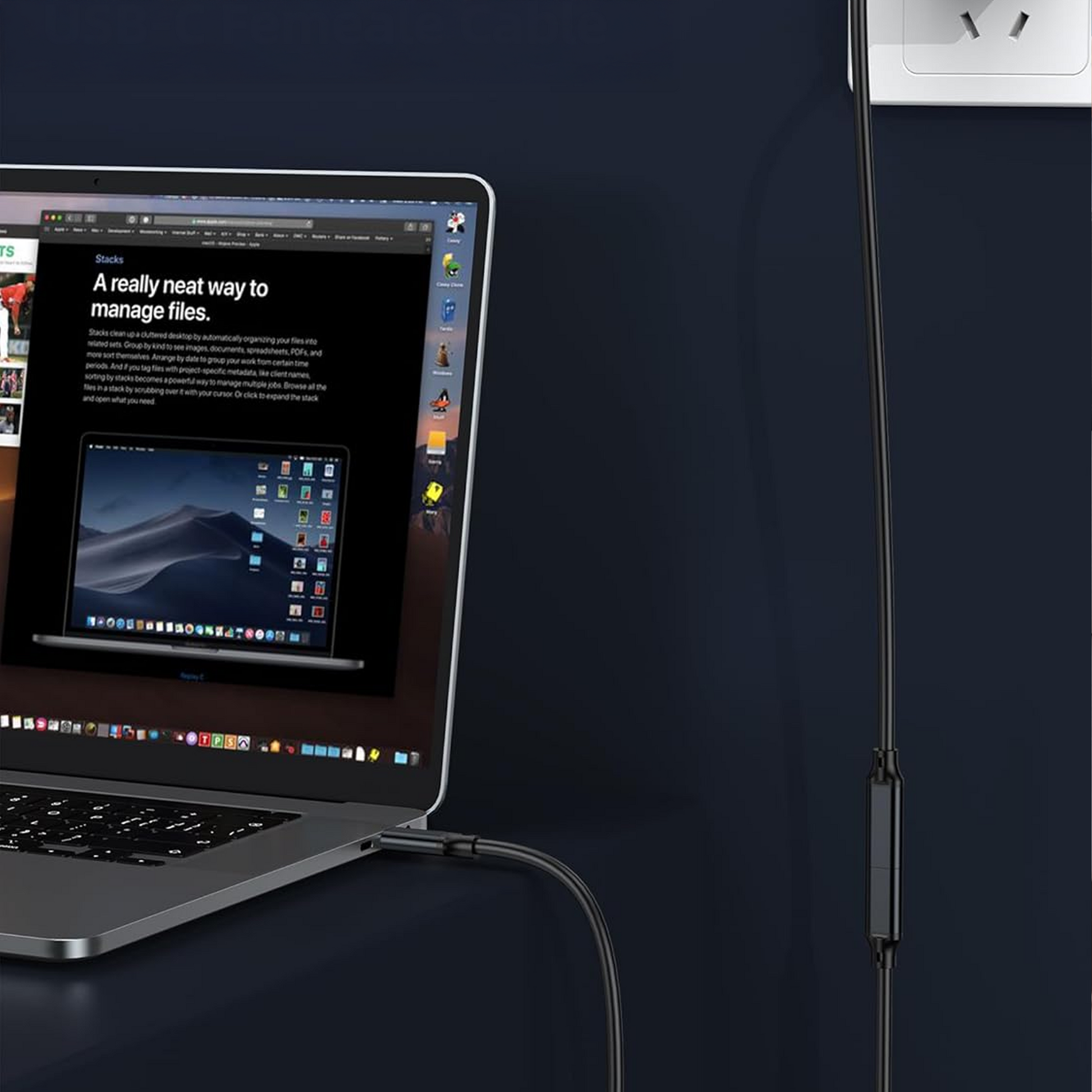 USB-C Verlengkabel - 1 Meter - Zwart-2