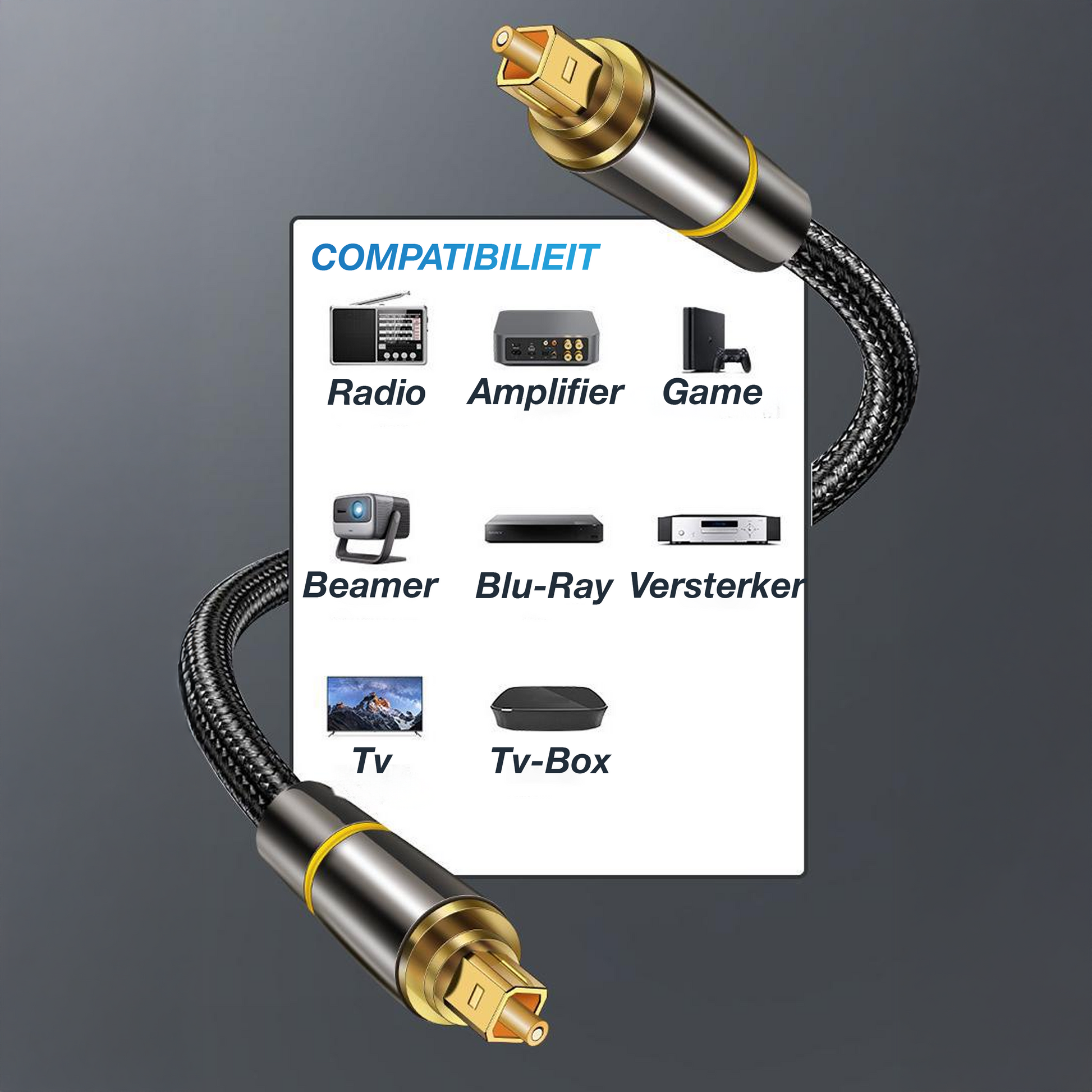Toslink Optische Kabel - 2 Meter - Zwart - Nylon-2