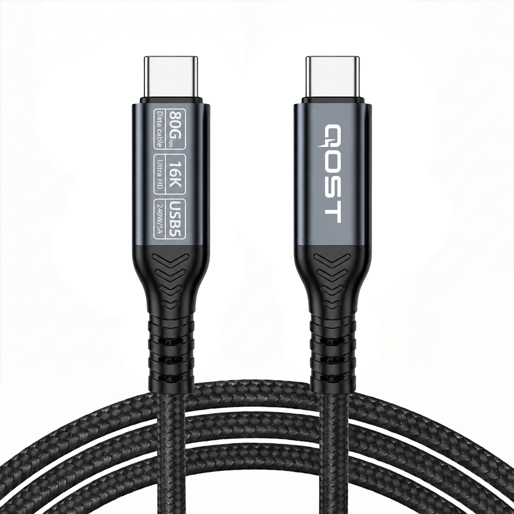 Qost - Thunderbolt 5 USB-C naar USB-C Kabel - 0.5 Meter - Zwart-1