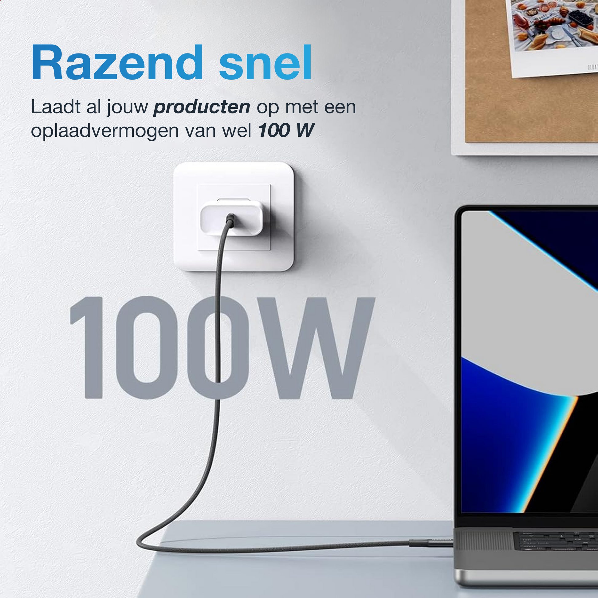 USB-C naar USB-C Kabel - 100W - Zwart - 1 Meter-3