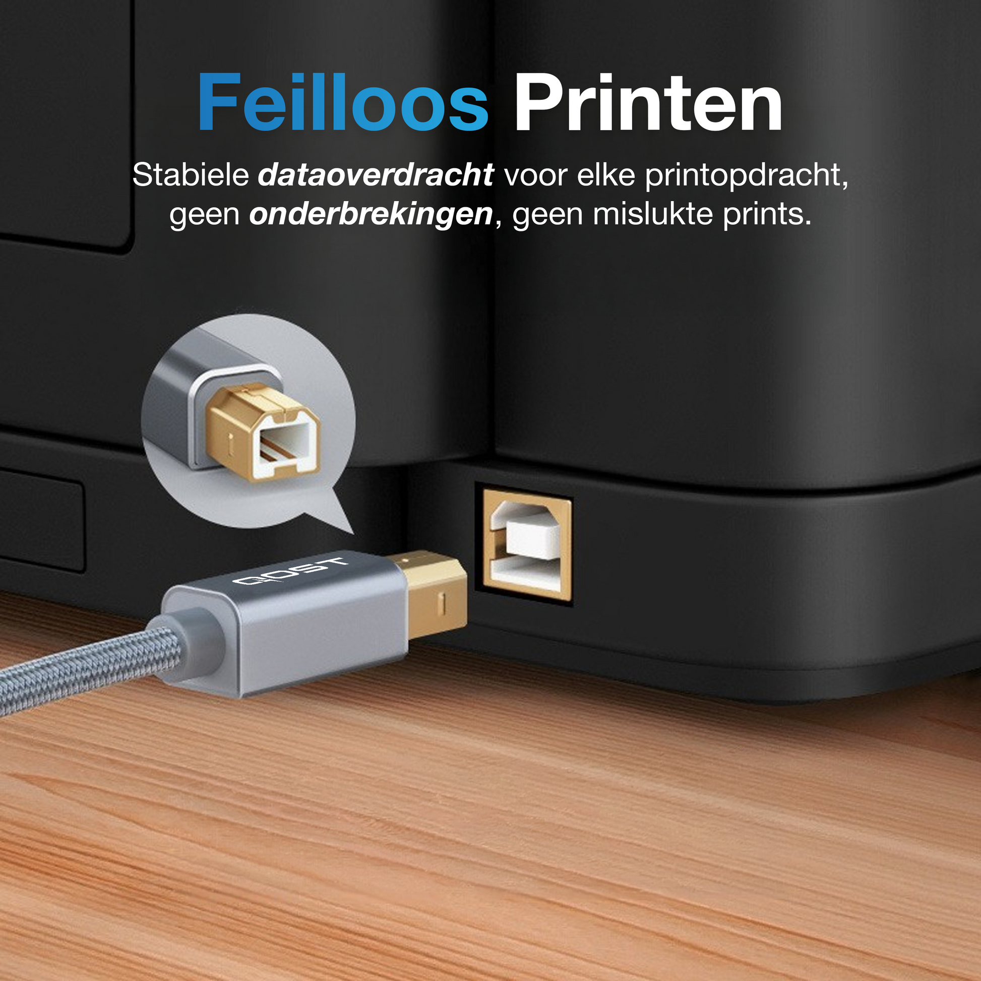 USB-C naar Printerkabel 2.0 - 3 Meter - Spacegrey-2