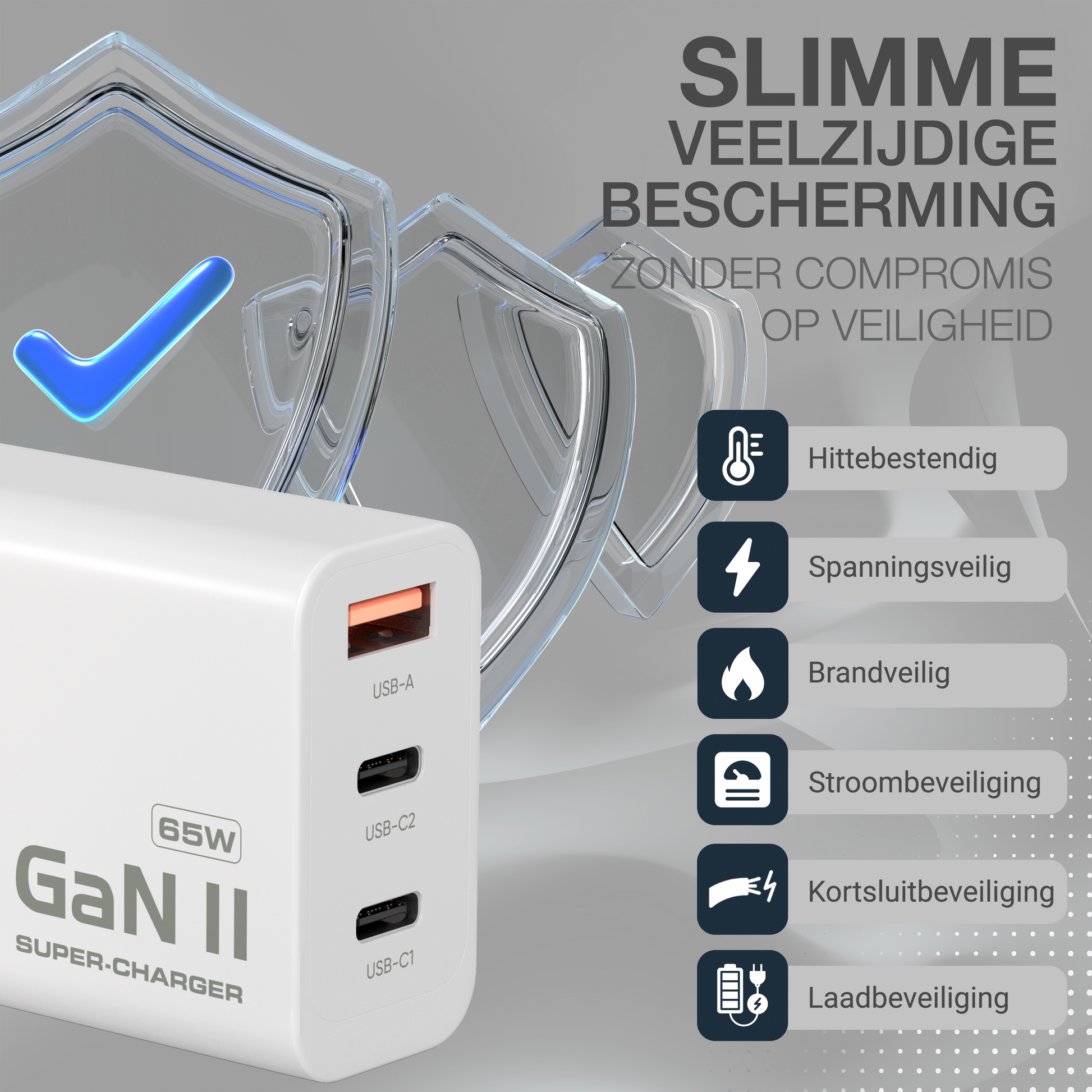 USB-C Adapter 65W - USB-A / USB-C - Wit-7