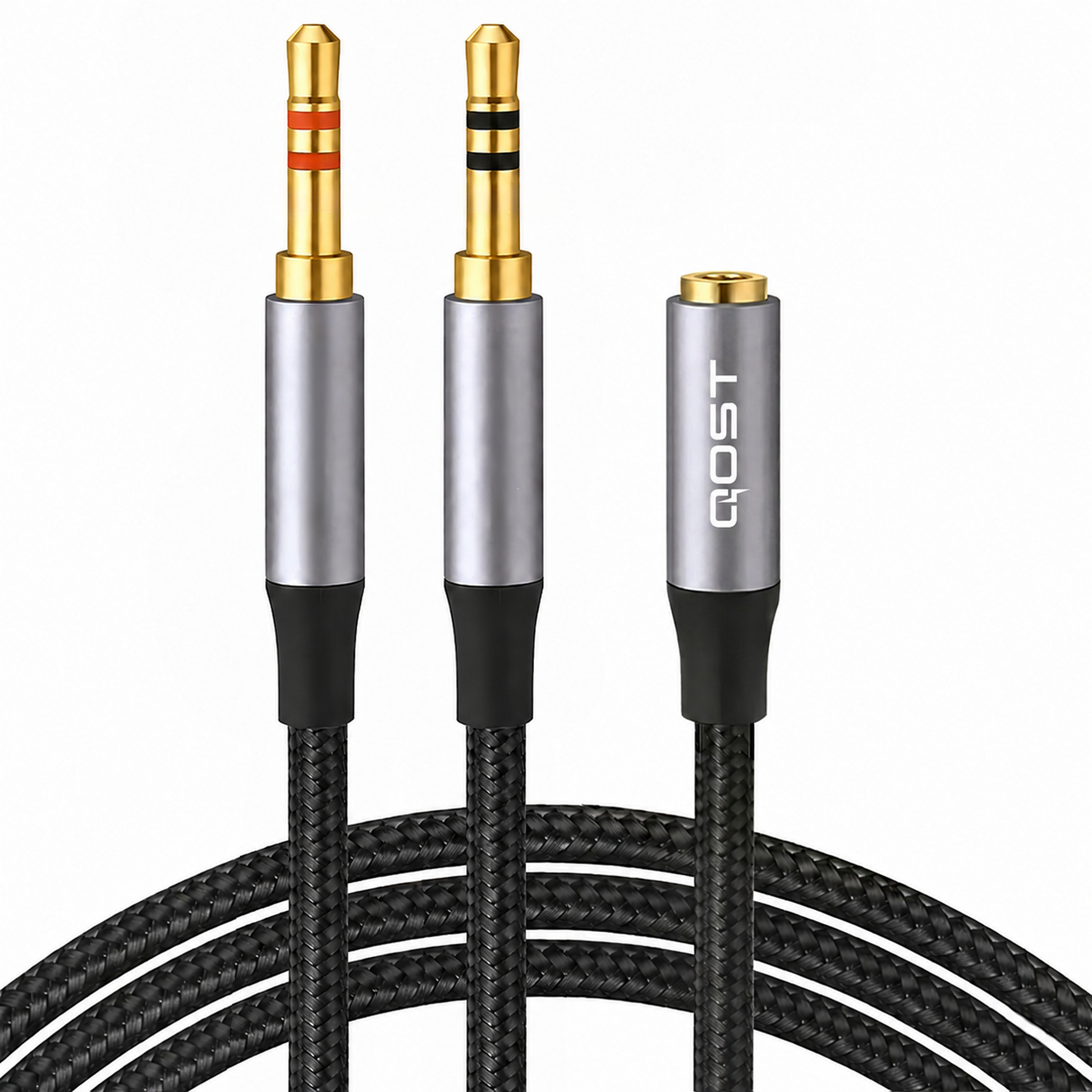 Aux Splitter - 2 Male / 1 Female - Spacegrey-1