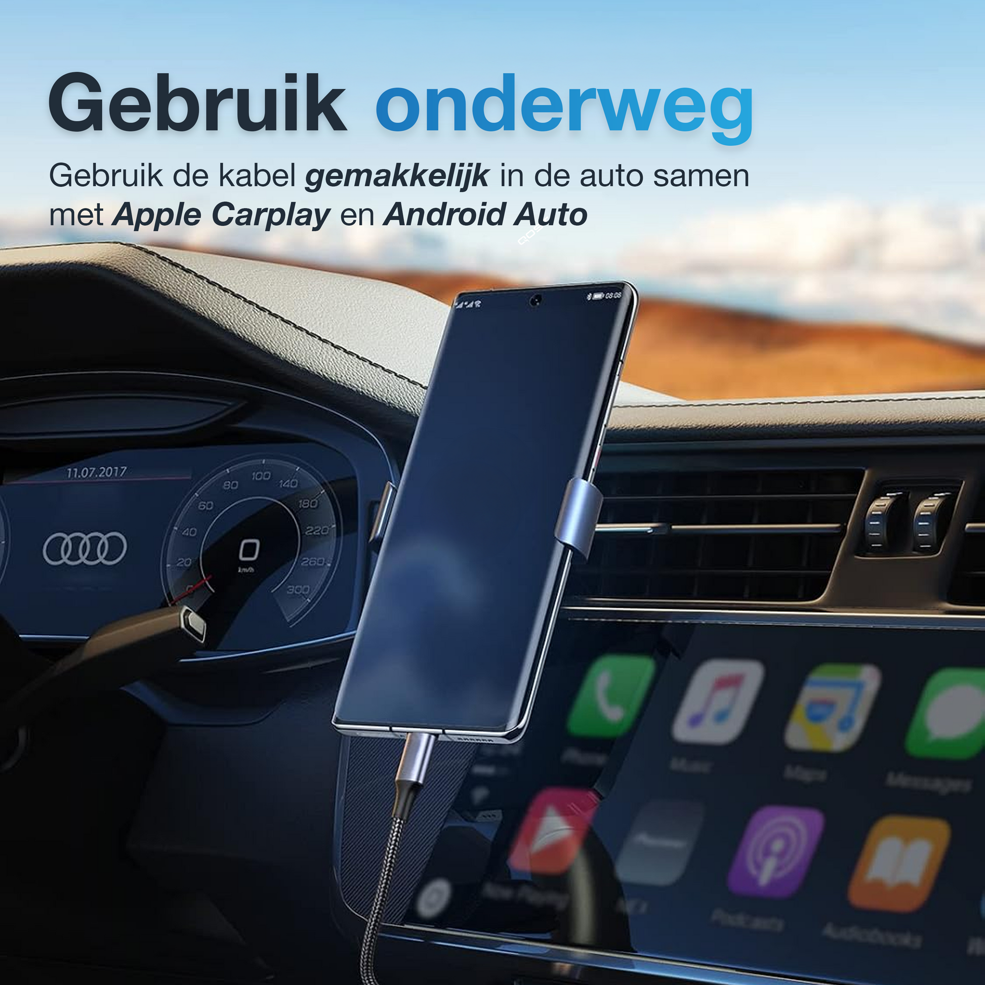 Qost - USB-C naar USB-C Kabel - 1 Meter - Spacegrey - Spiraalkabel-4
