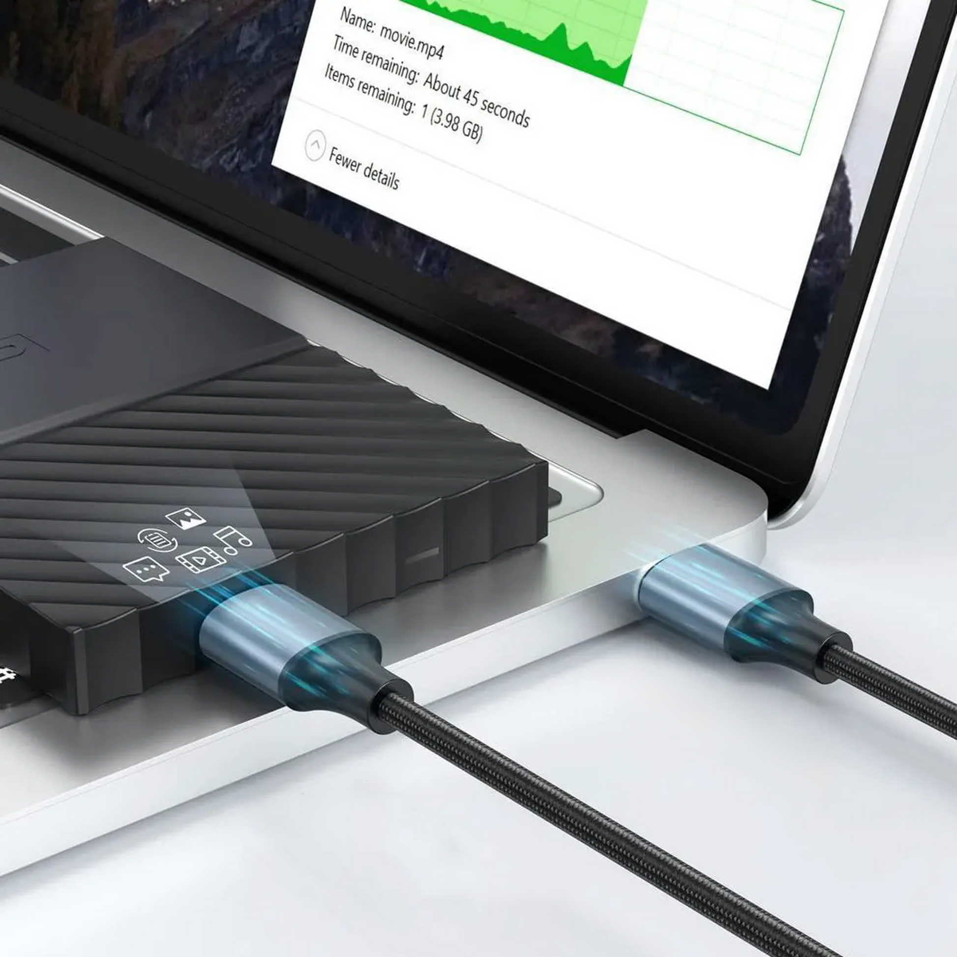 USB-A naar USB-A Kabel - 1 Meter - Spacegrey-3