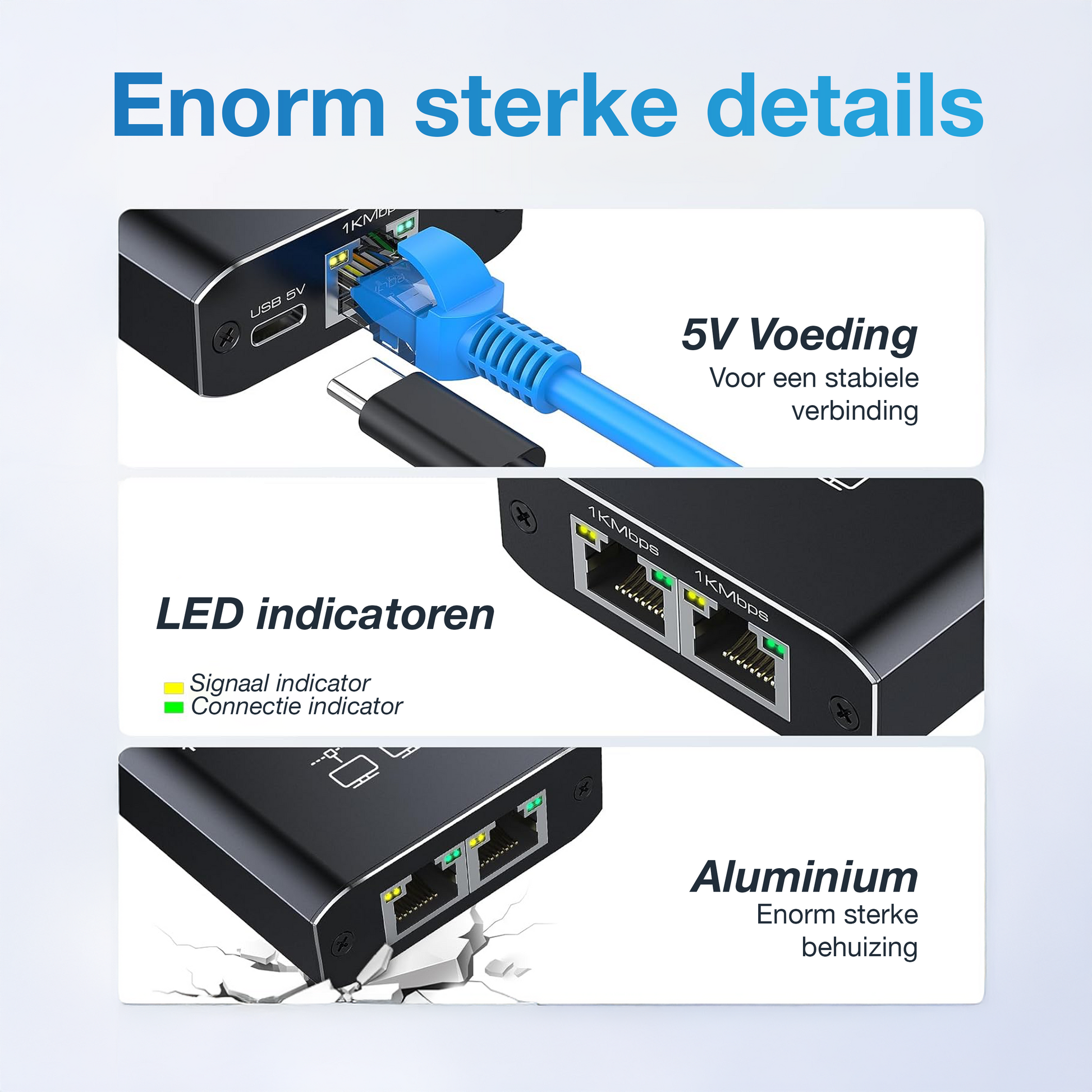 Ethernet Splitter - 1 In / 2 Uit - Zwart-5