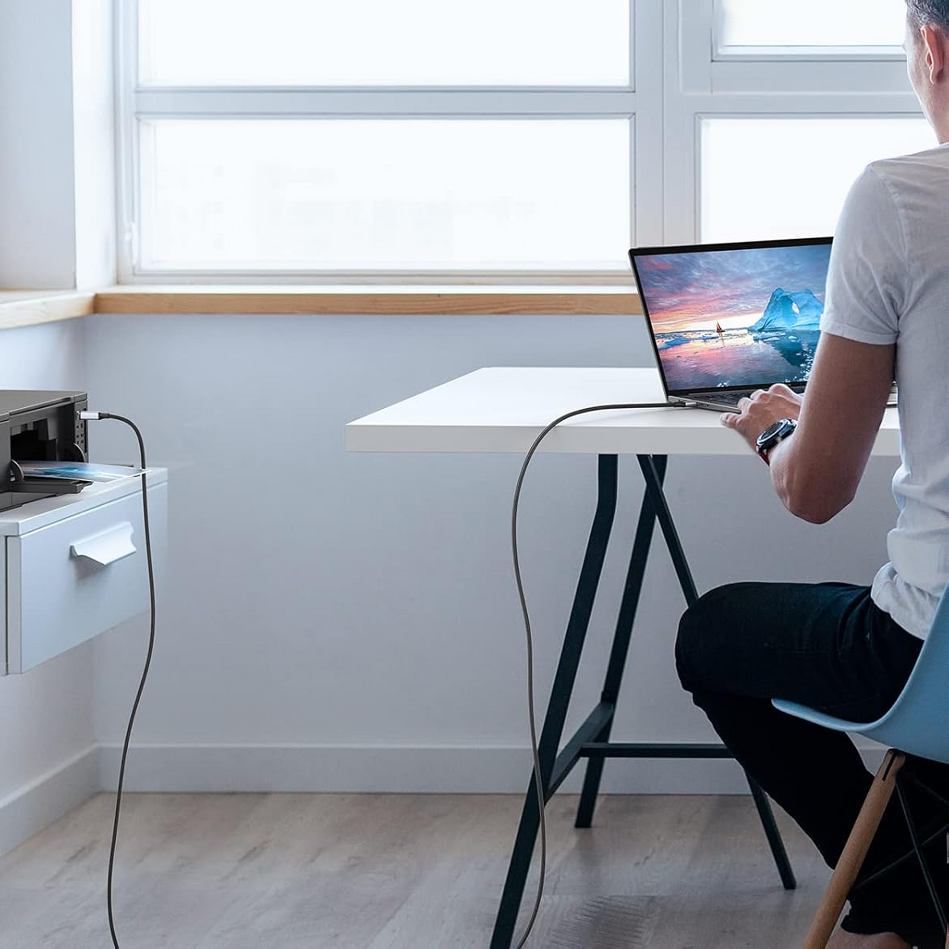 USB-A naar Printerkabel 2.0 - 3 Meter - Spacegrey-7