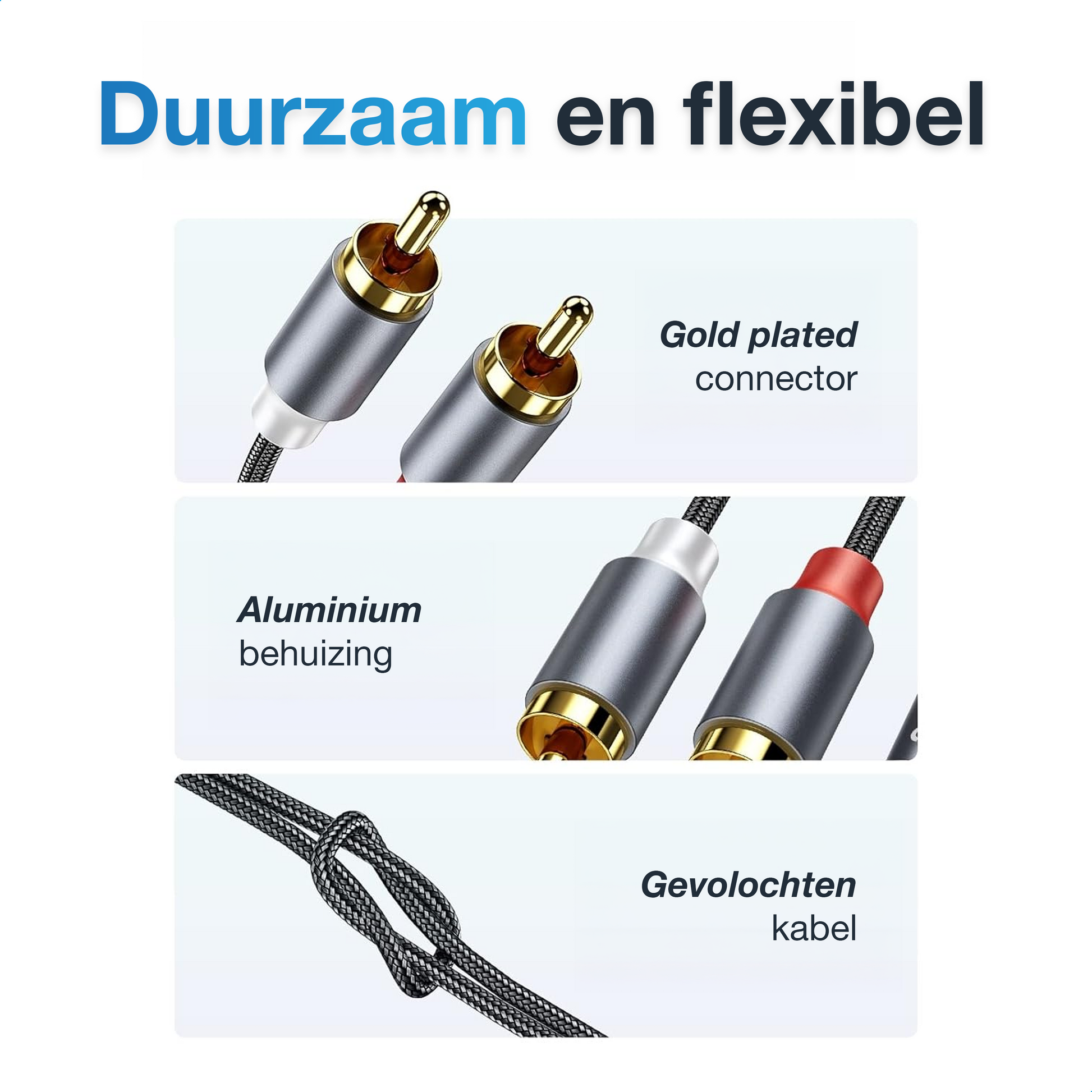 Aux naar RCA Kabel - 1.5 Meter - Spacegrey-5