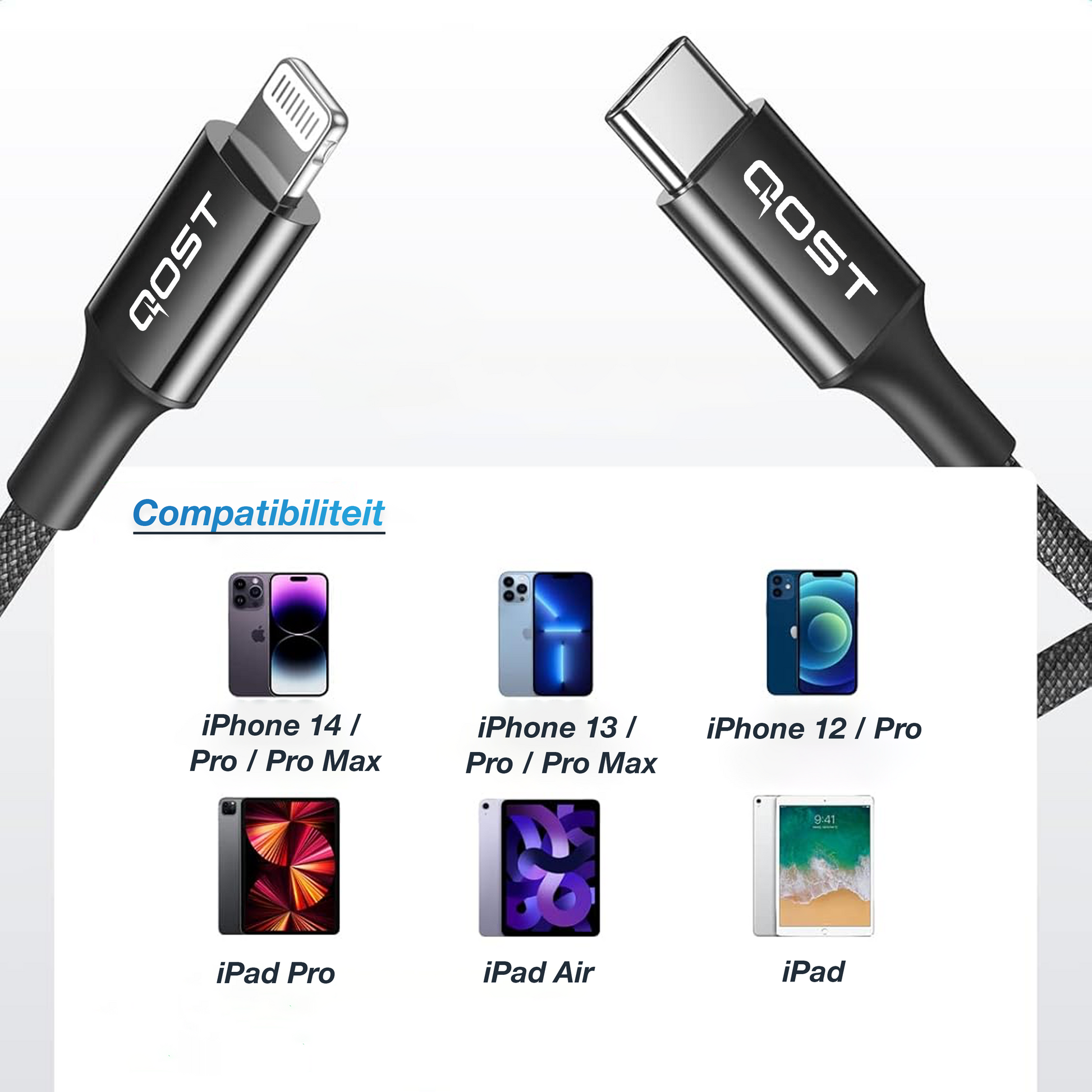 USB-C naar Lightning Kabel - 1 Meter - Zwart-3