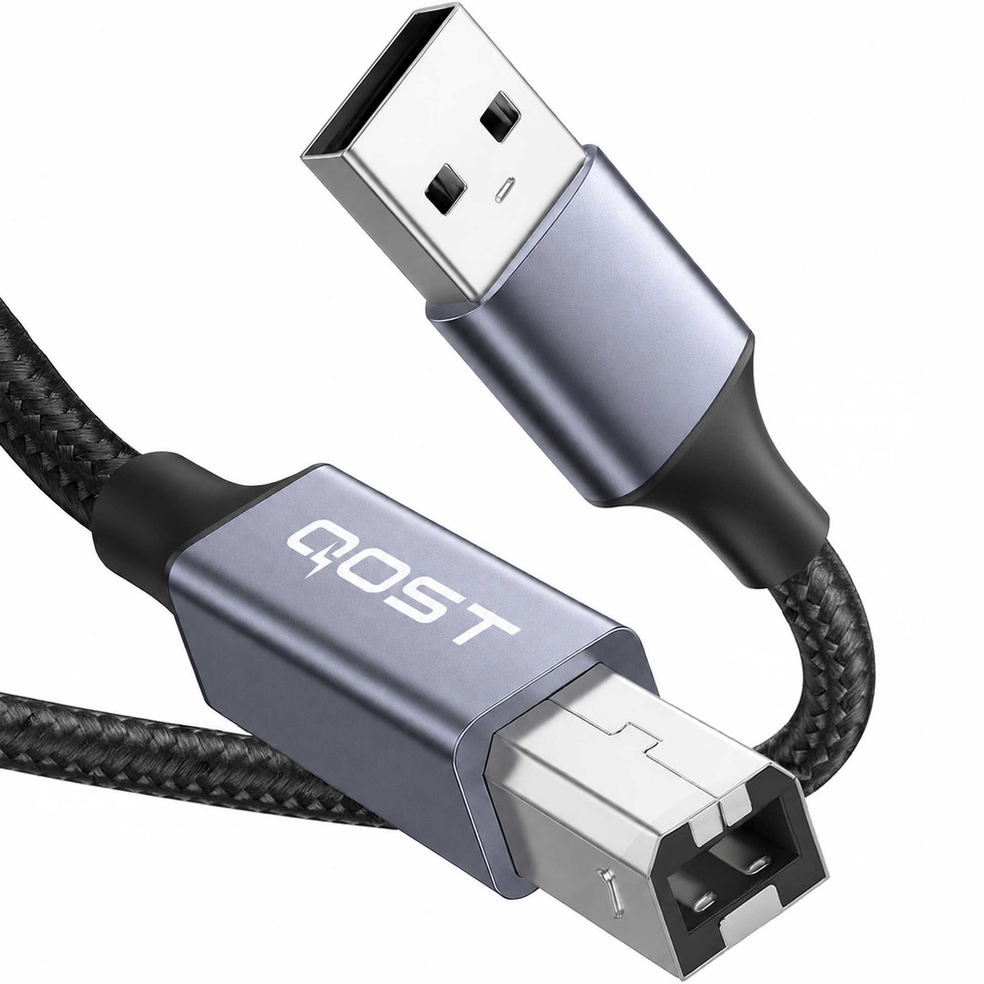 USB-A naar Printerkabel 2.0 - 3 Meter - Spacegrey-1