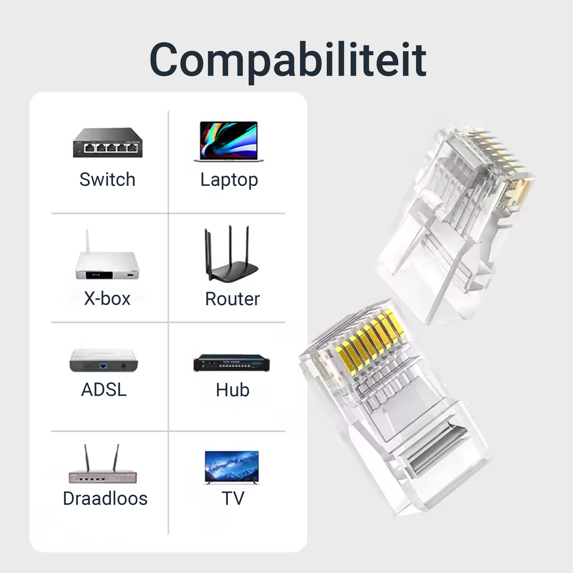 Cat6 RJ45 Connectors - 50 stuks - Transparant-2