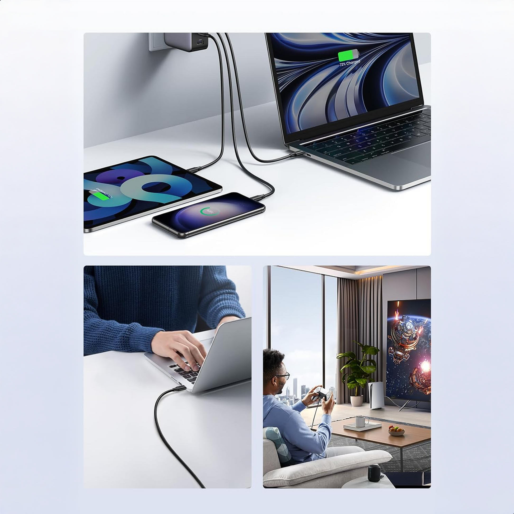 USB-C naar USB-C Kabel - 60W - Zwart - 1.5 Meter-4