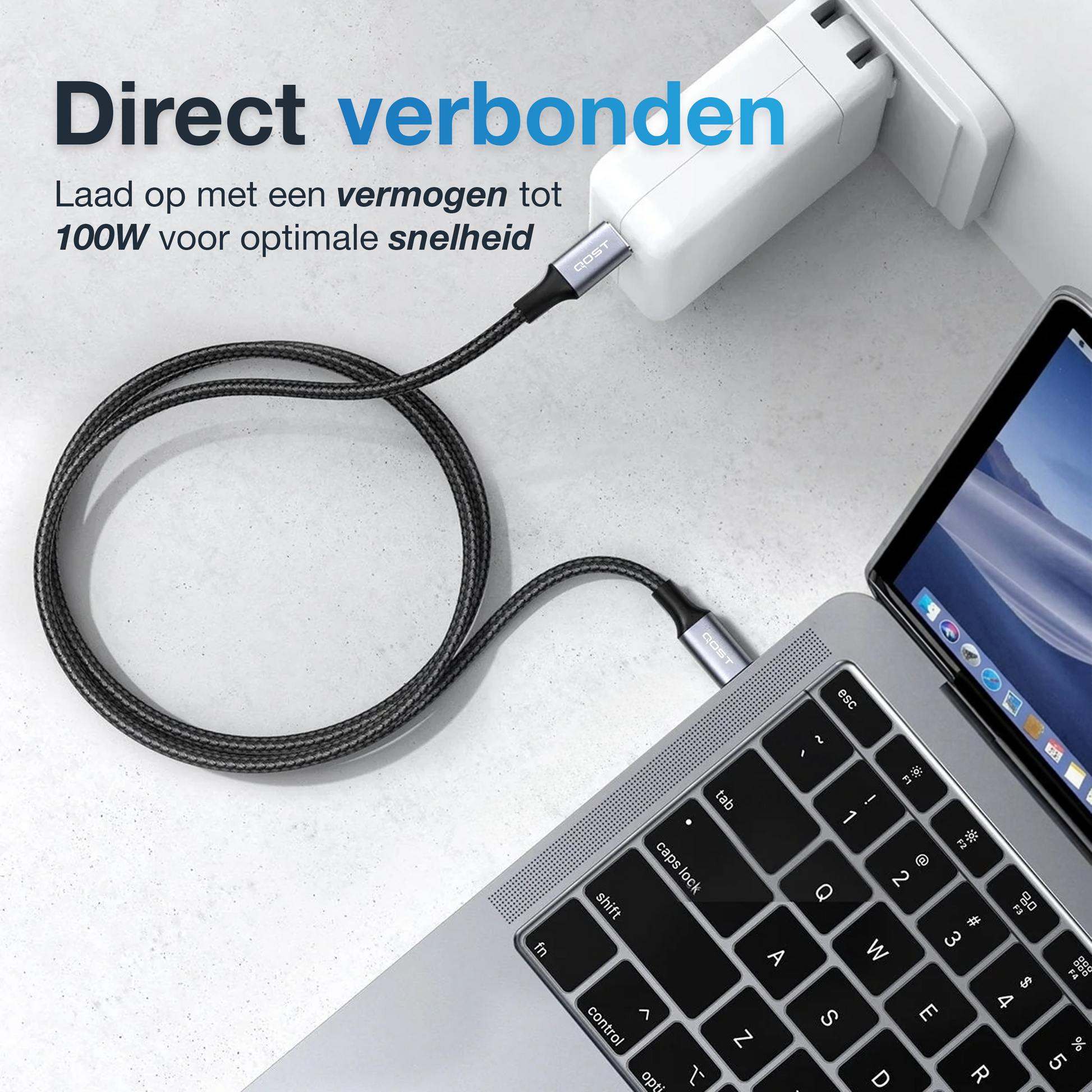 USB-C naar USB-C Kabel - 100W - Spacegrey - 3 Meter-2
