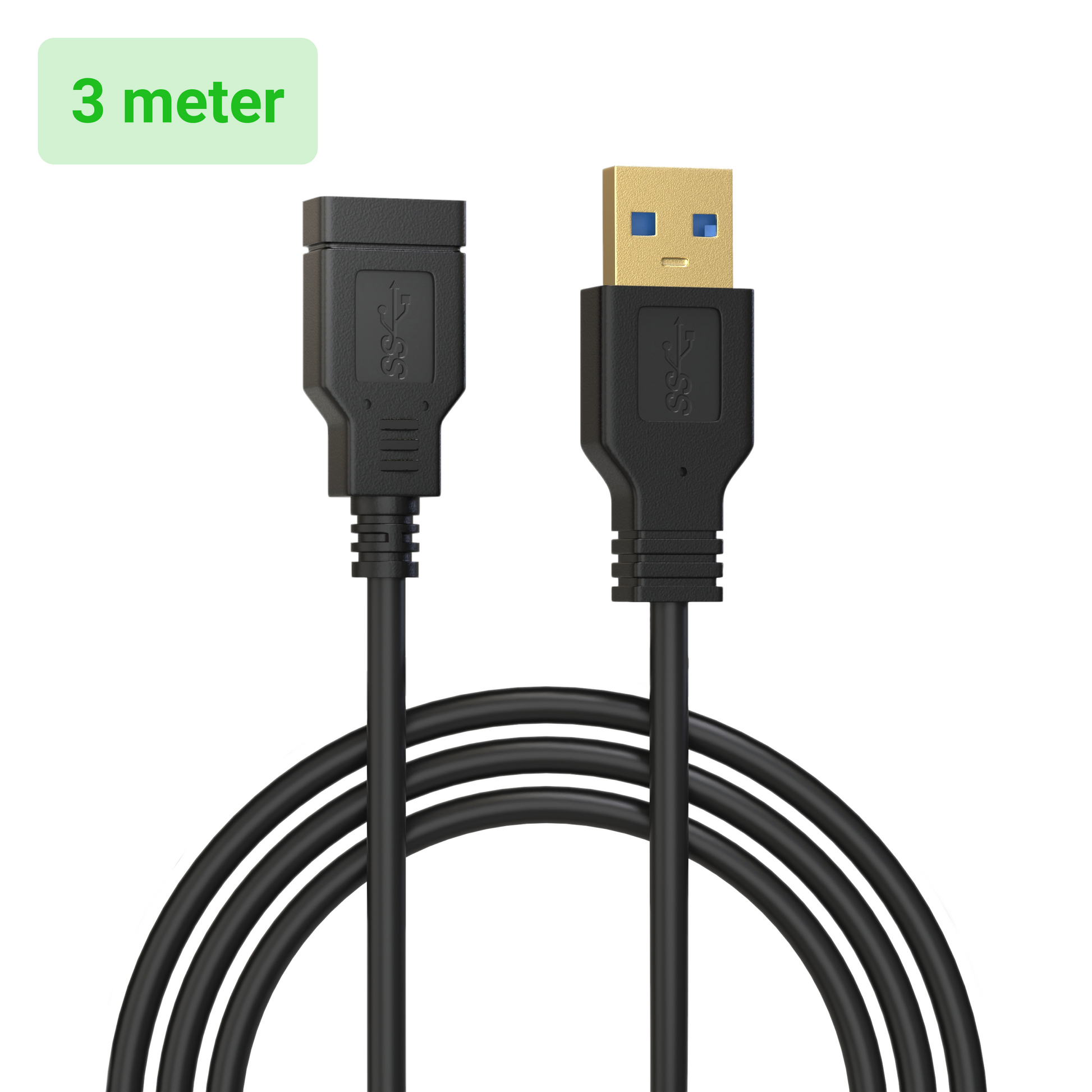 USB-A Verlengkabel - 3 Meter - Zwart-2