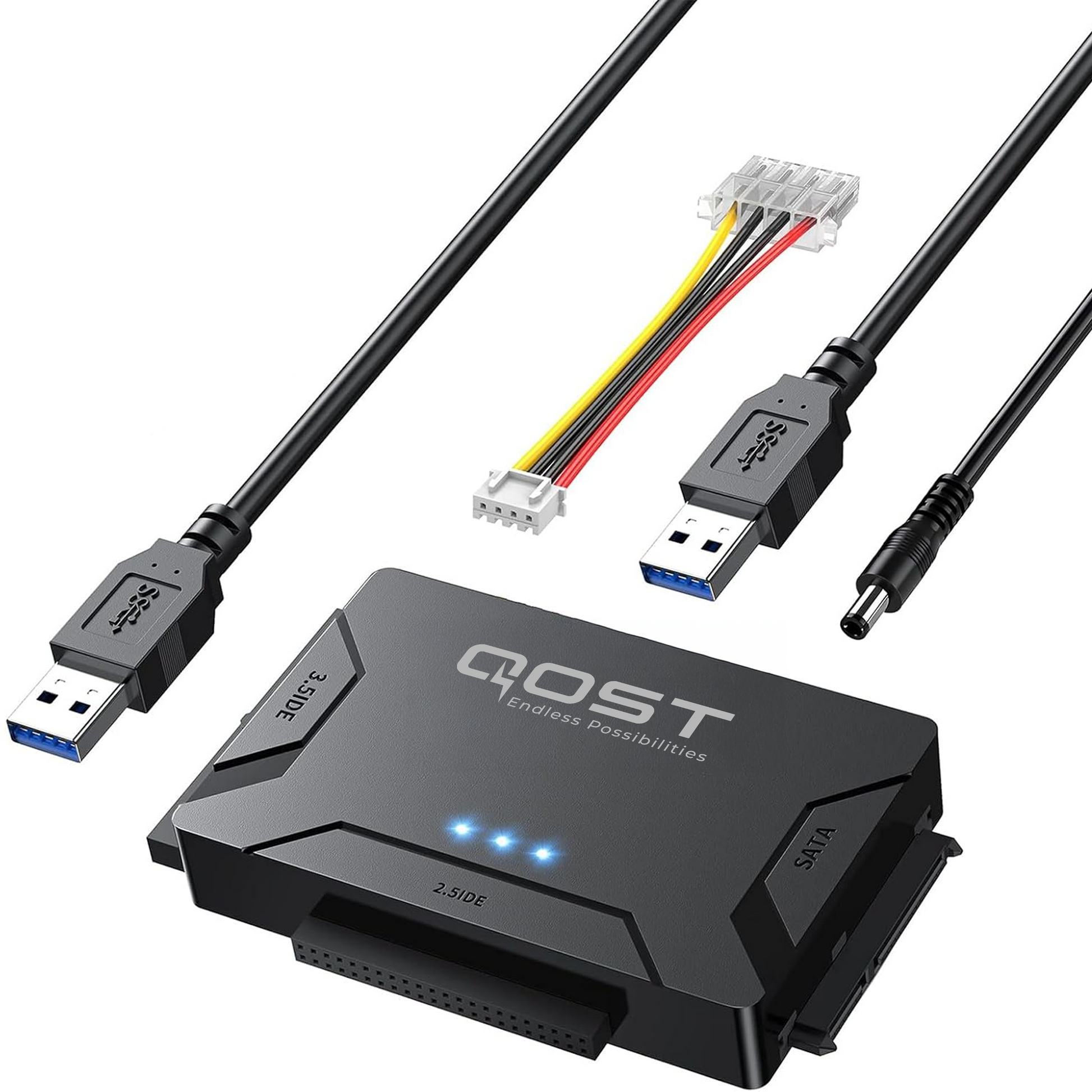 USB-A naar SATA III & IDE Adapter - Zwart-1