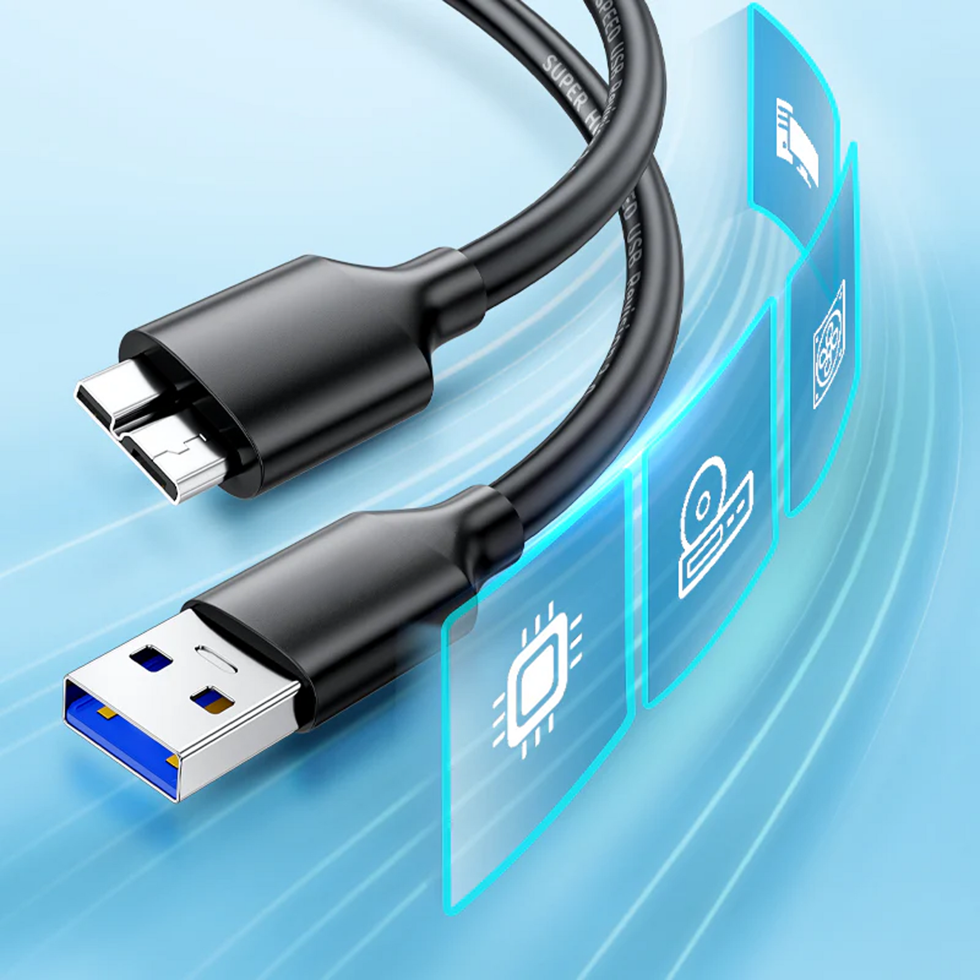 USB-A naar Micro USB-B Kabel - 3 Meter - Zwart-6