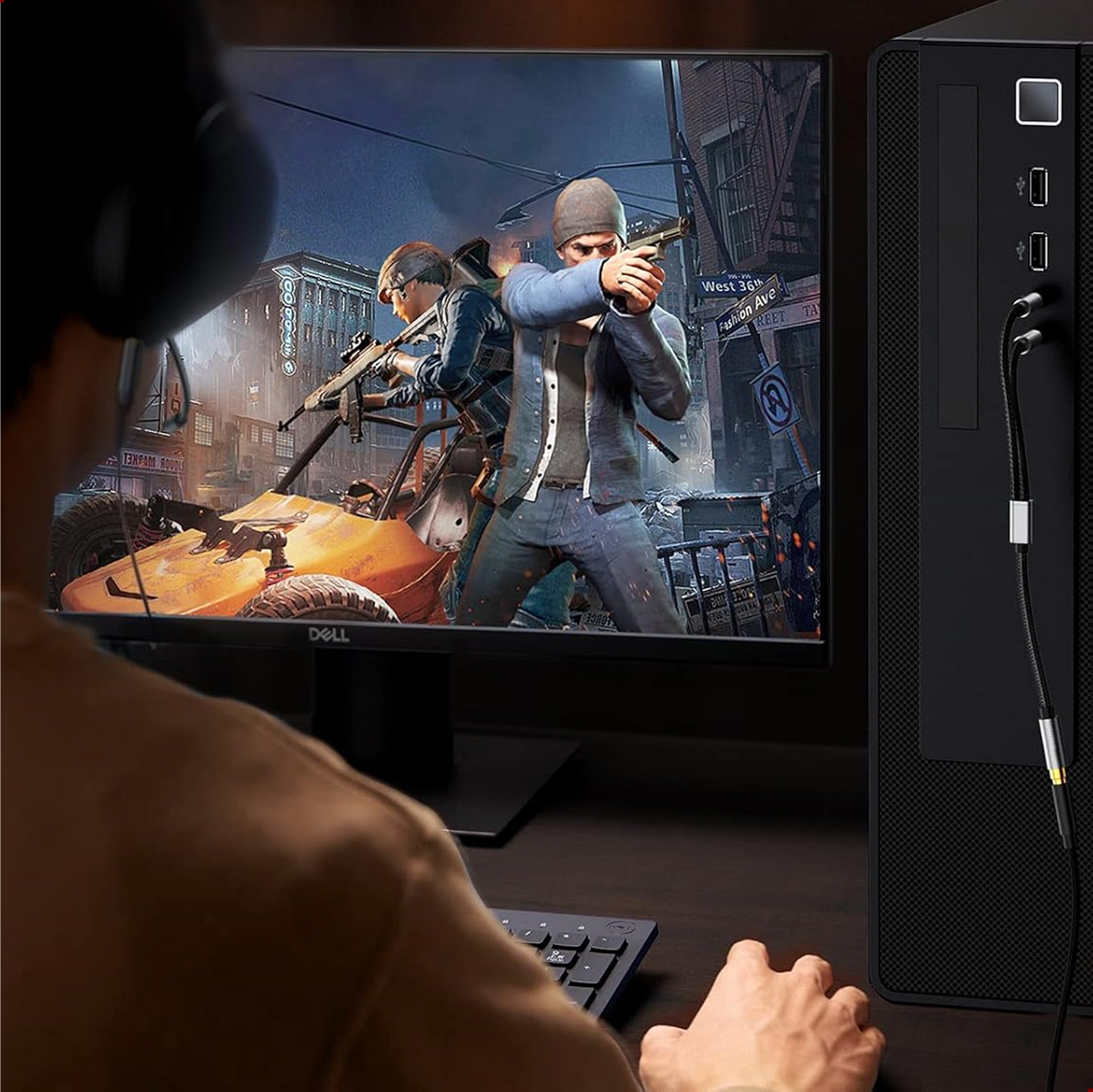 Aux Splitter - 2 Male / 1 Female - Spacegrey-6