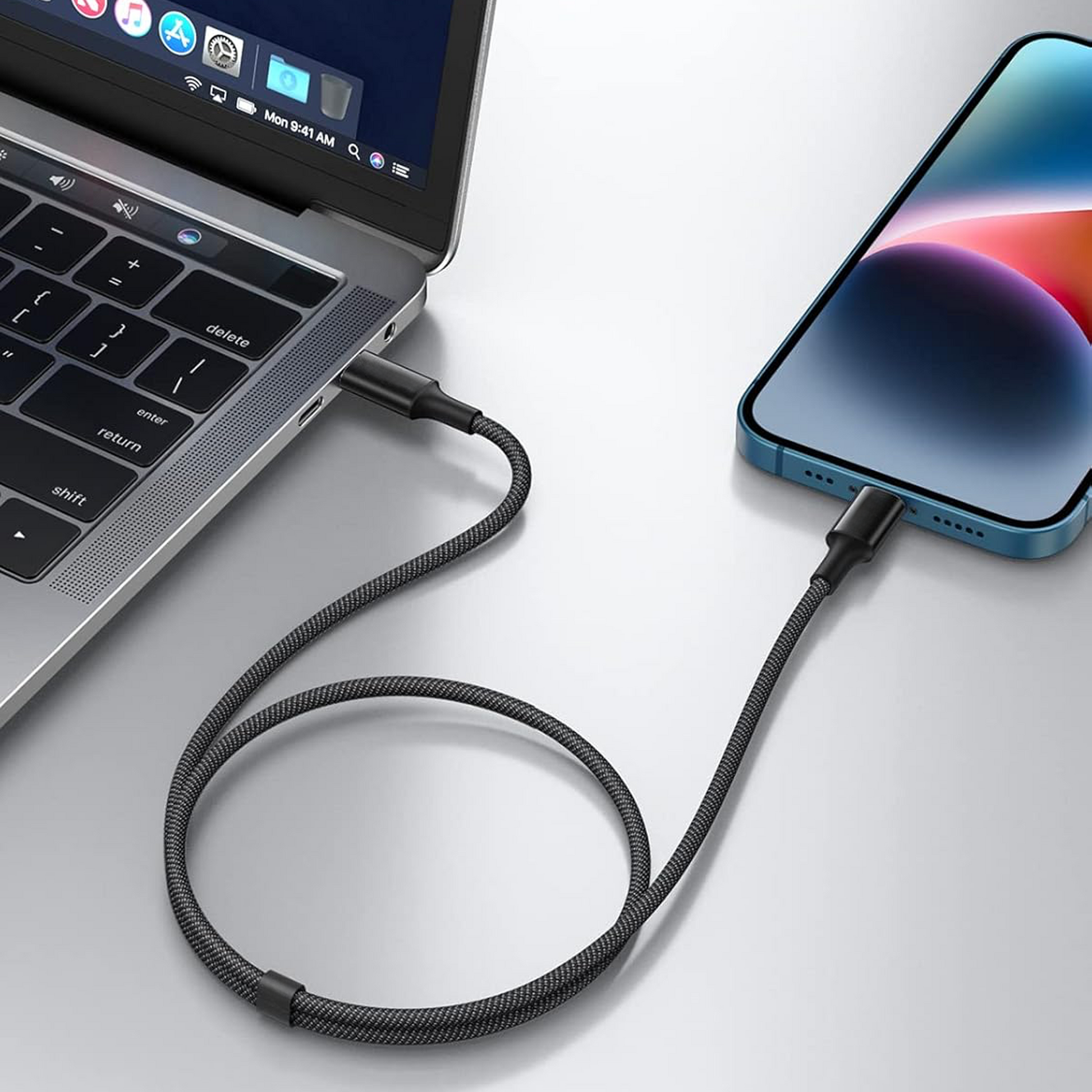 USB-C naar Lightning Kabel - 0.3 Meter - Zwart-3