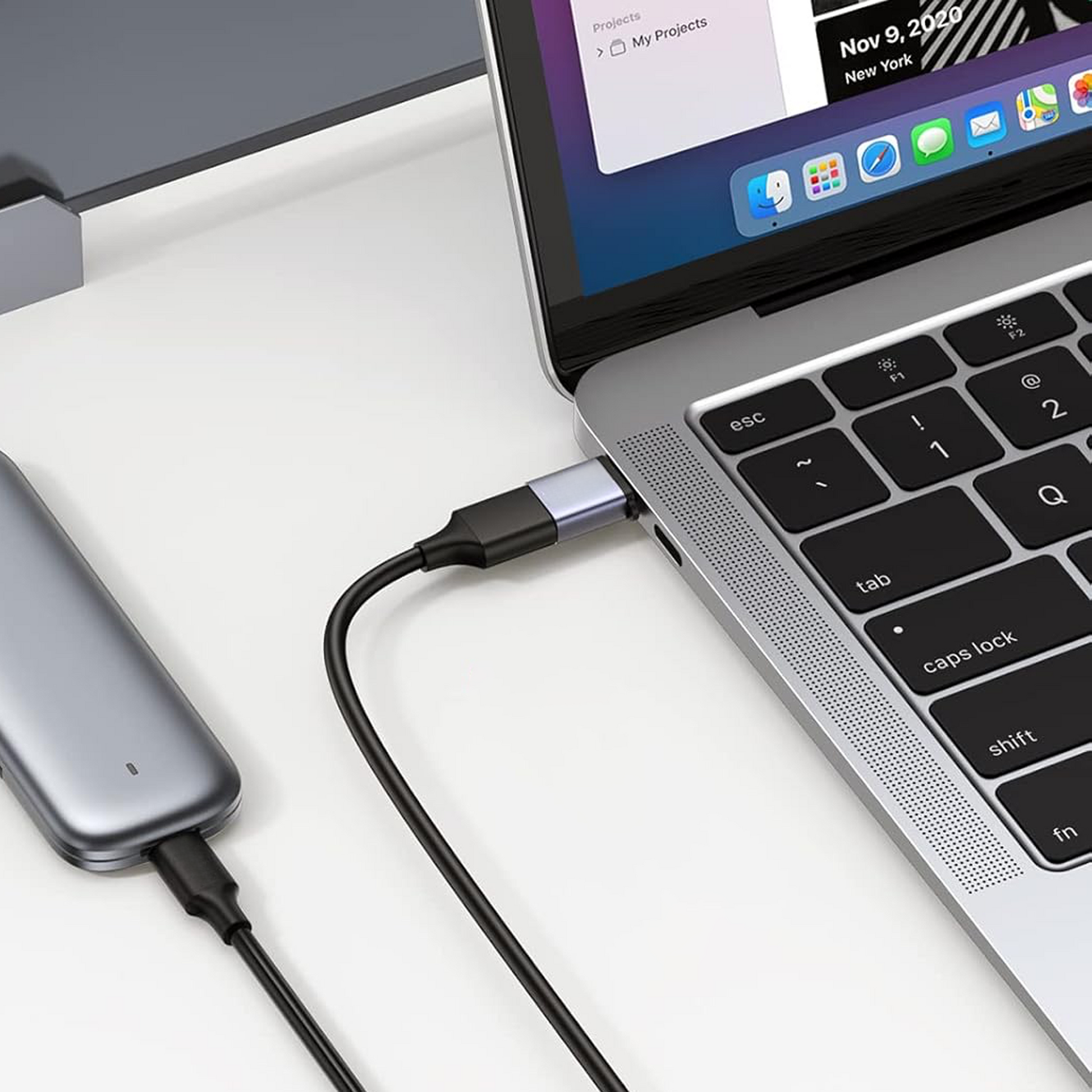 USB-C naar USB-A Adapter - Keychain - Spacegrey-2