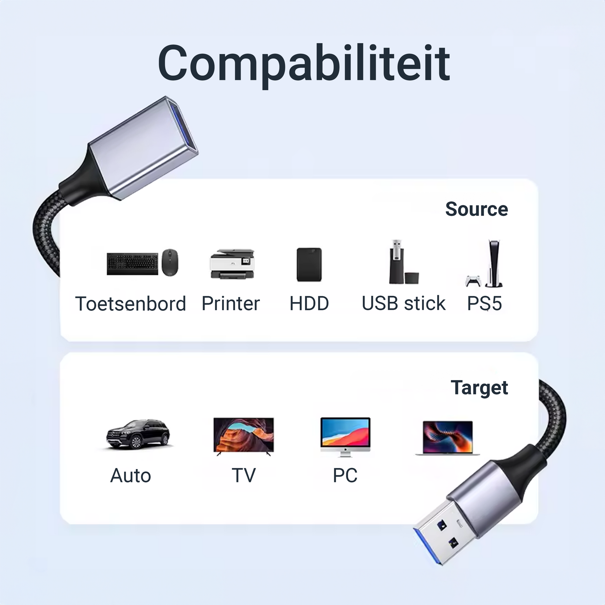 USB-A Verlengkabel - 2 Meter - Spacegrey-6