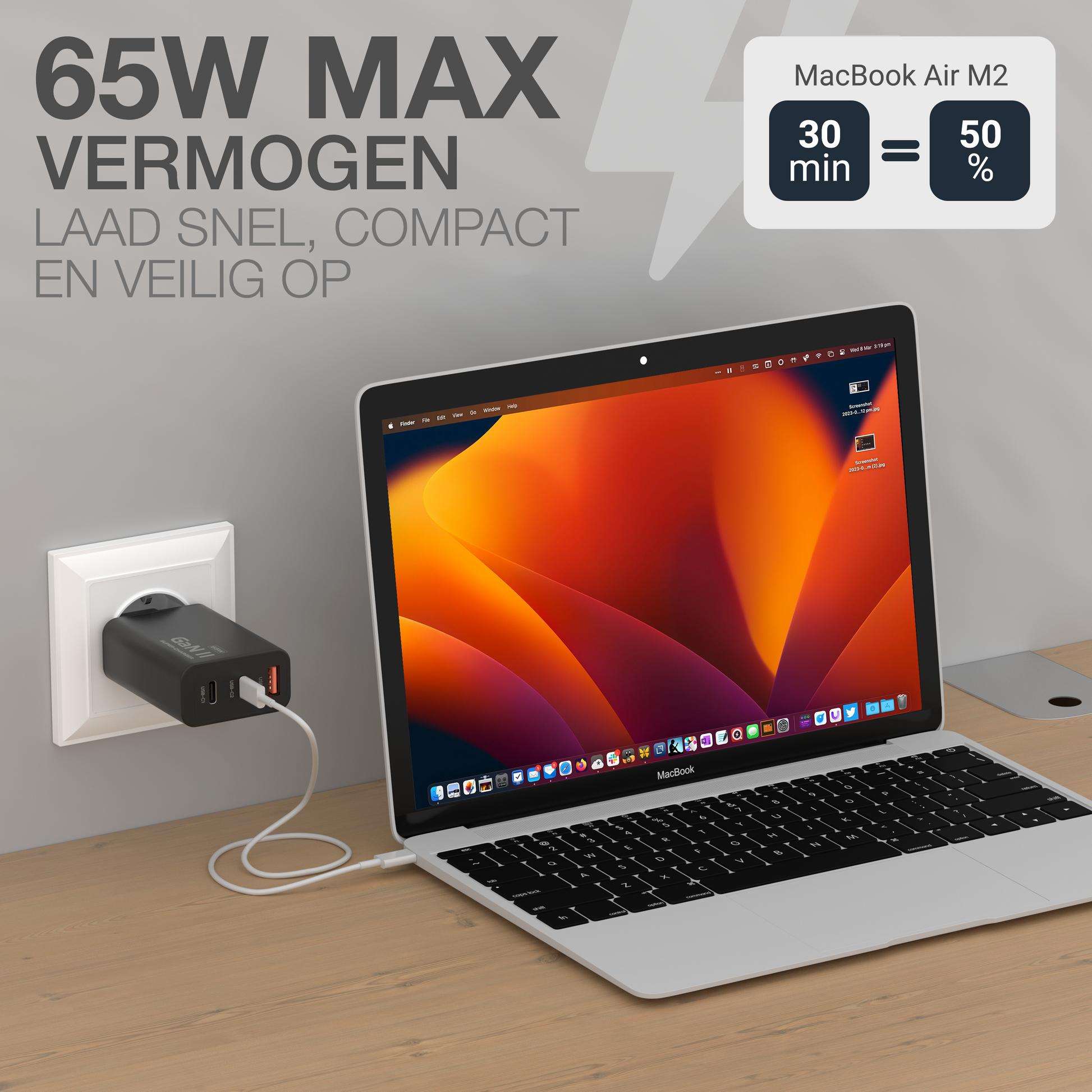 USB-C Adapter 65W - USB-A / USB-C - Zwart-6