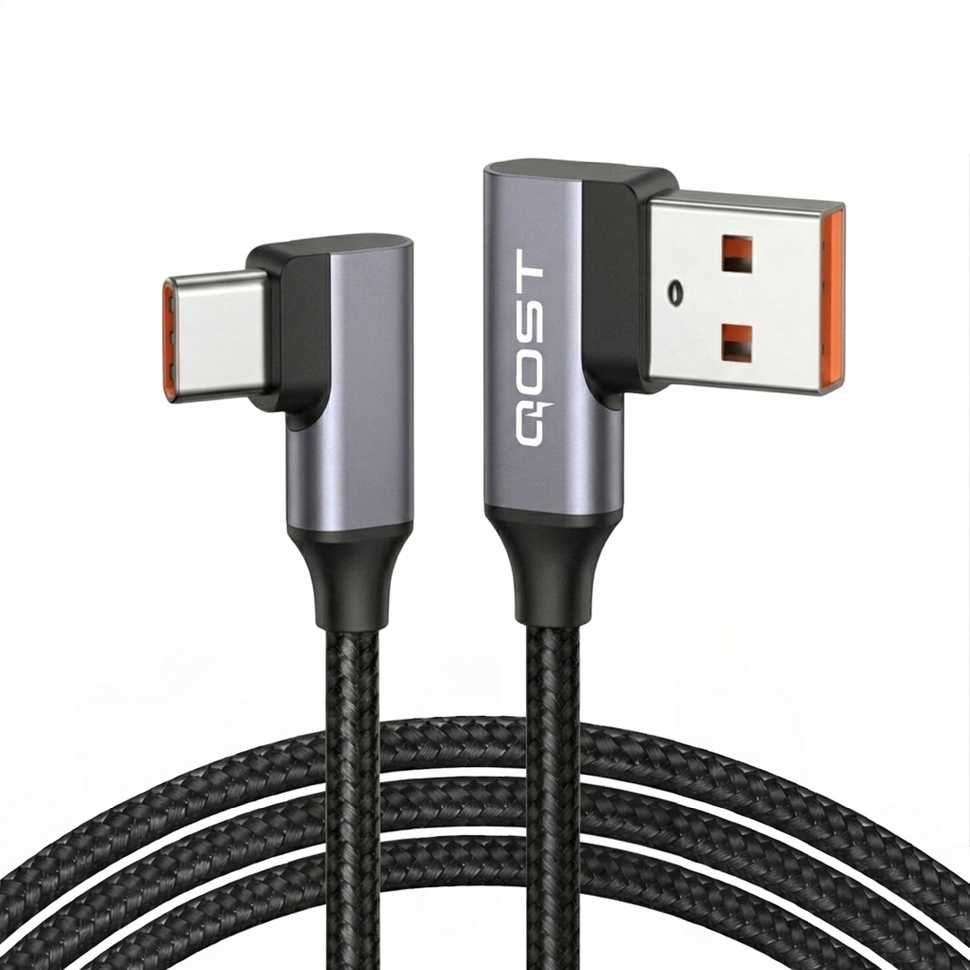 USB-A naar USB-C Kabel - 90 Graden - 2 Meter - Spacegrey-1