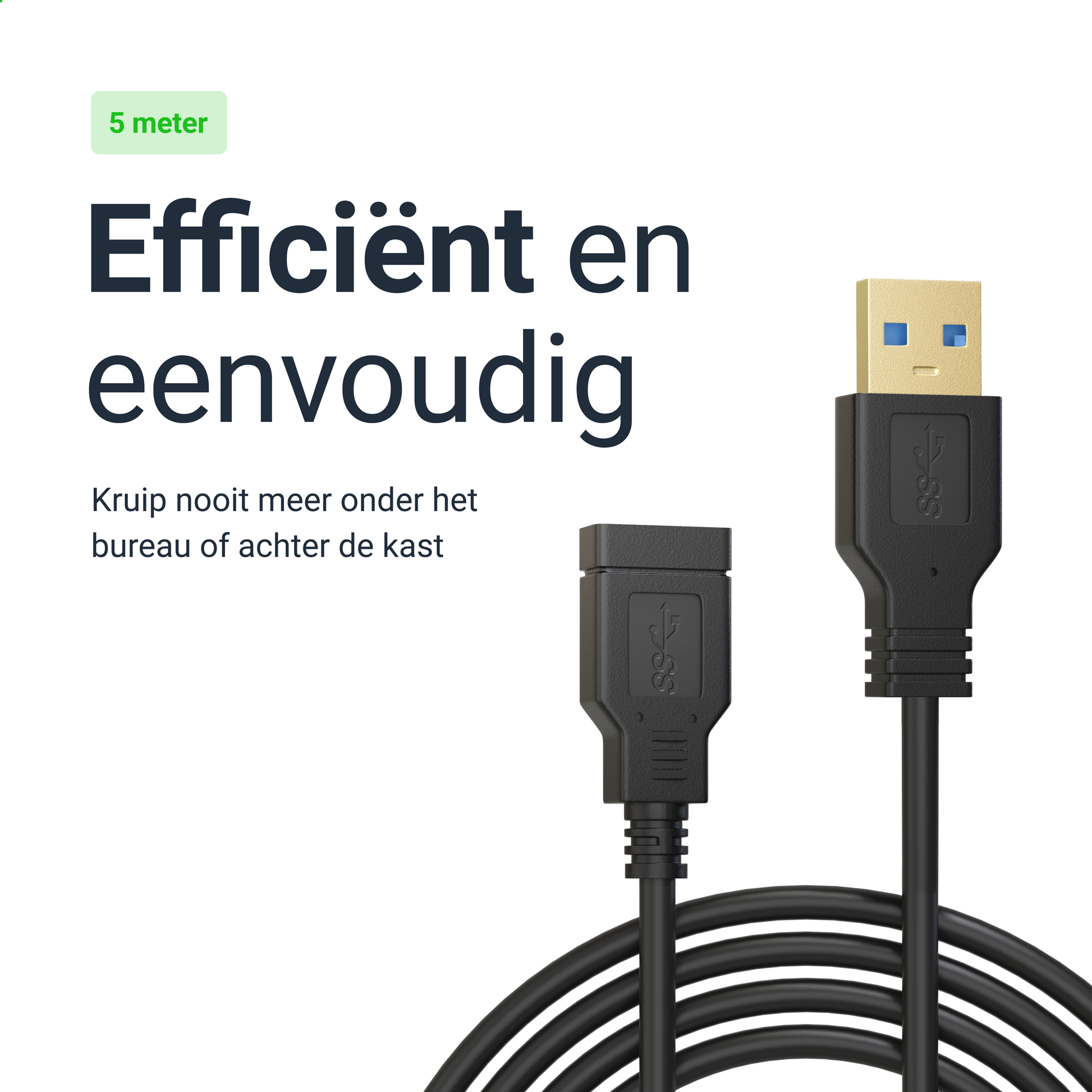 USB-A Verlengkabel - 5 Meter - Zwart-5