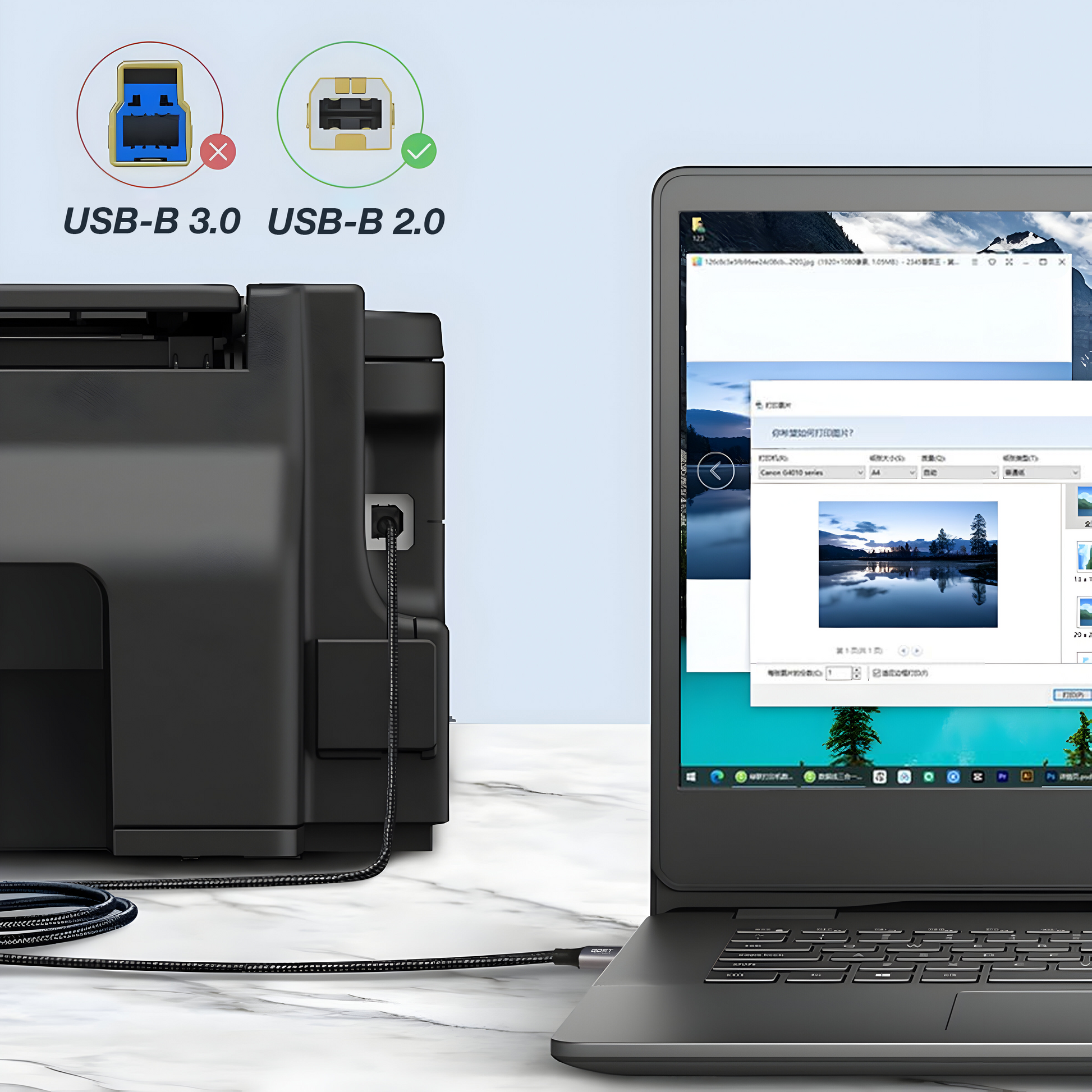 USB-A naar Printerkabel 2.0 - 3 Meter - Spacegrey-2