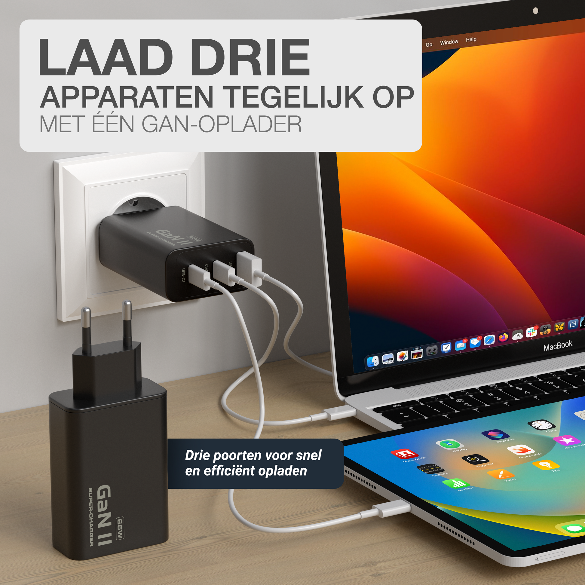USB-C Adapter 65W - USB-A / USB-C - Zwart-4