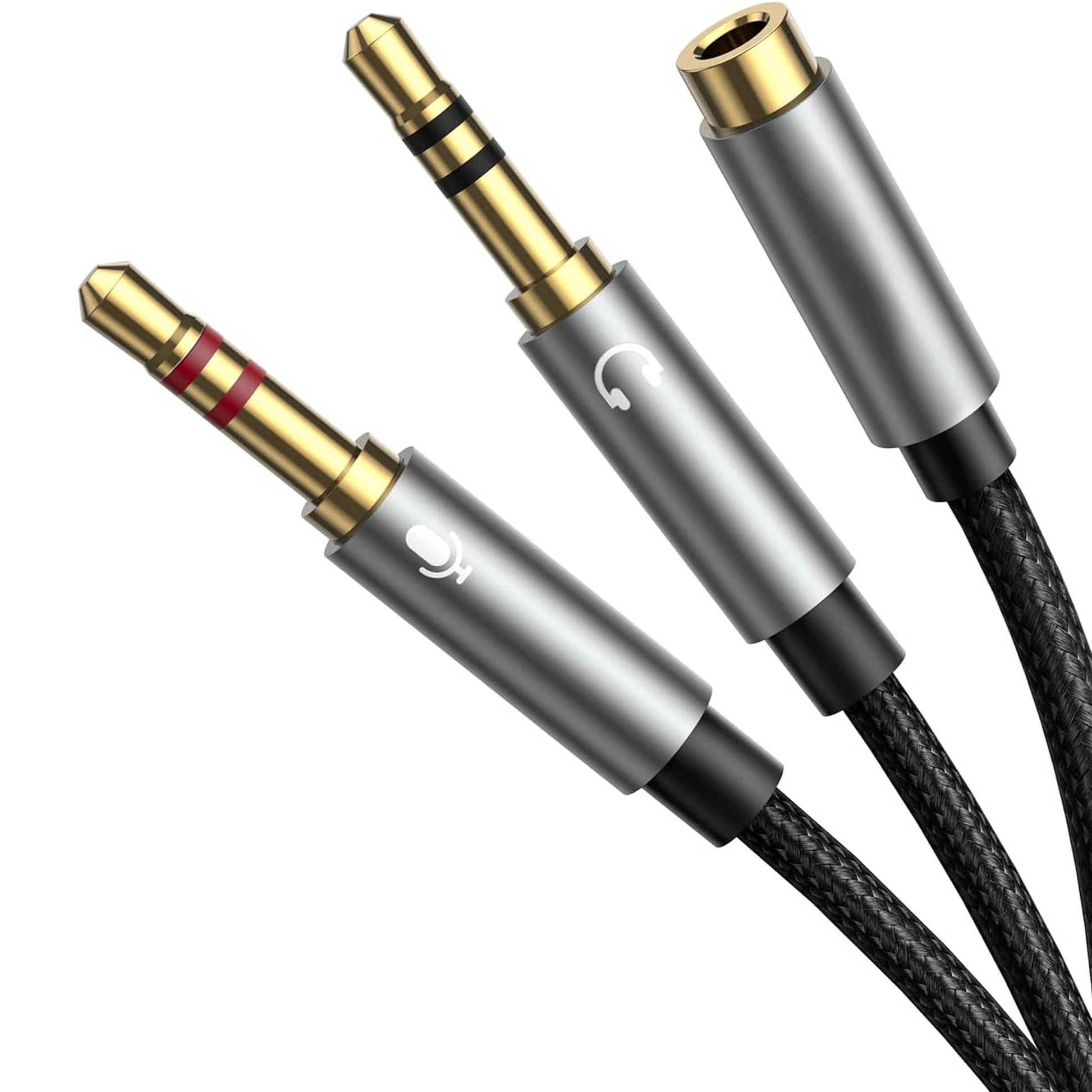 Aux Splitter - 2 Male / 1 Female - Spacegrey-1