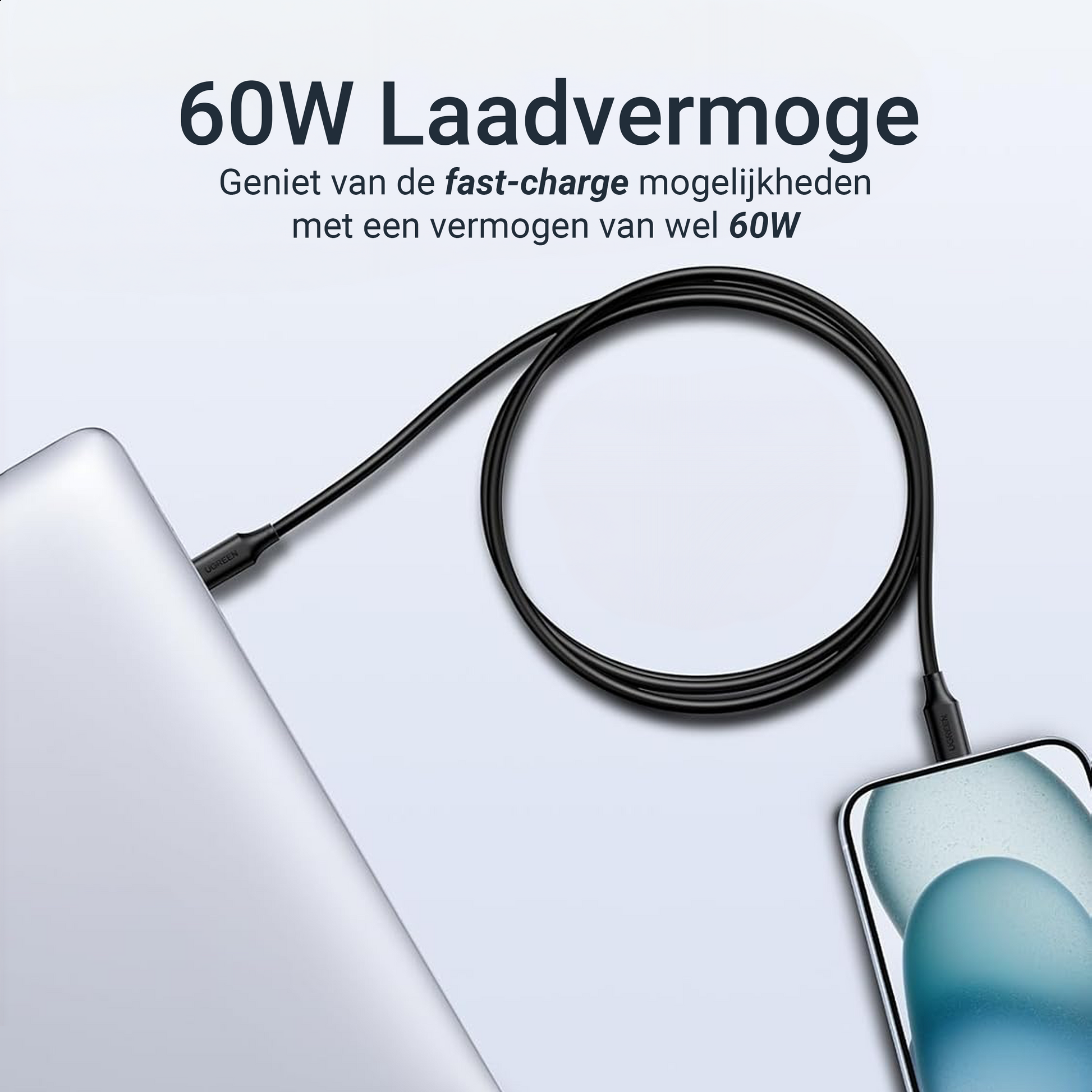 USB-C naar USB-C Kabel - 60W - Zwart - 1.5 Meter-3