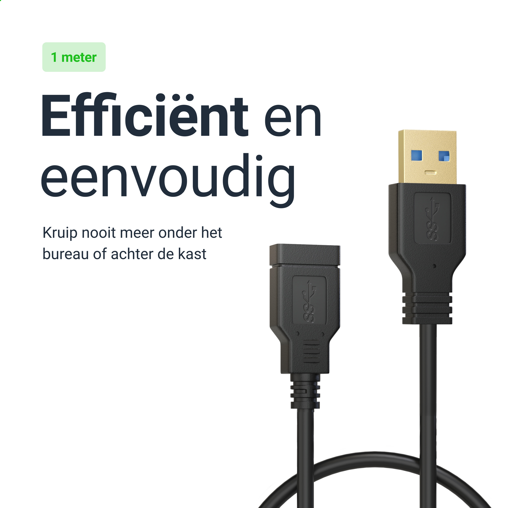 USB-A Verlengkabel - 1 Meter - Zwart-6