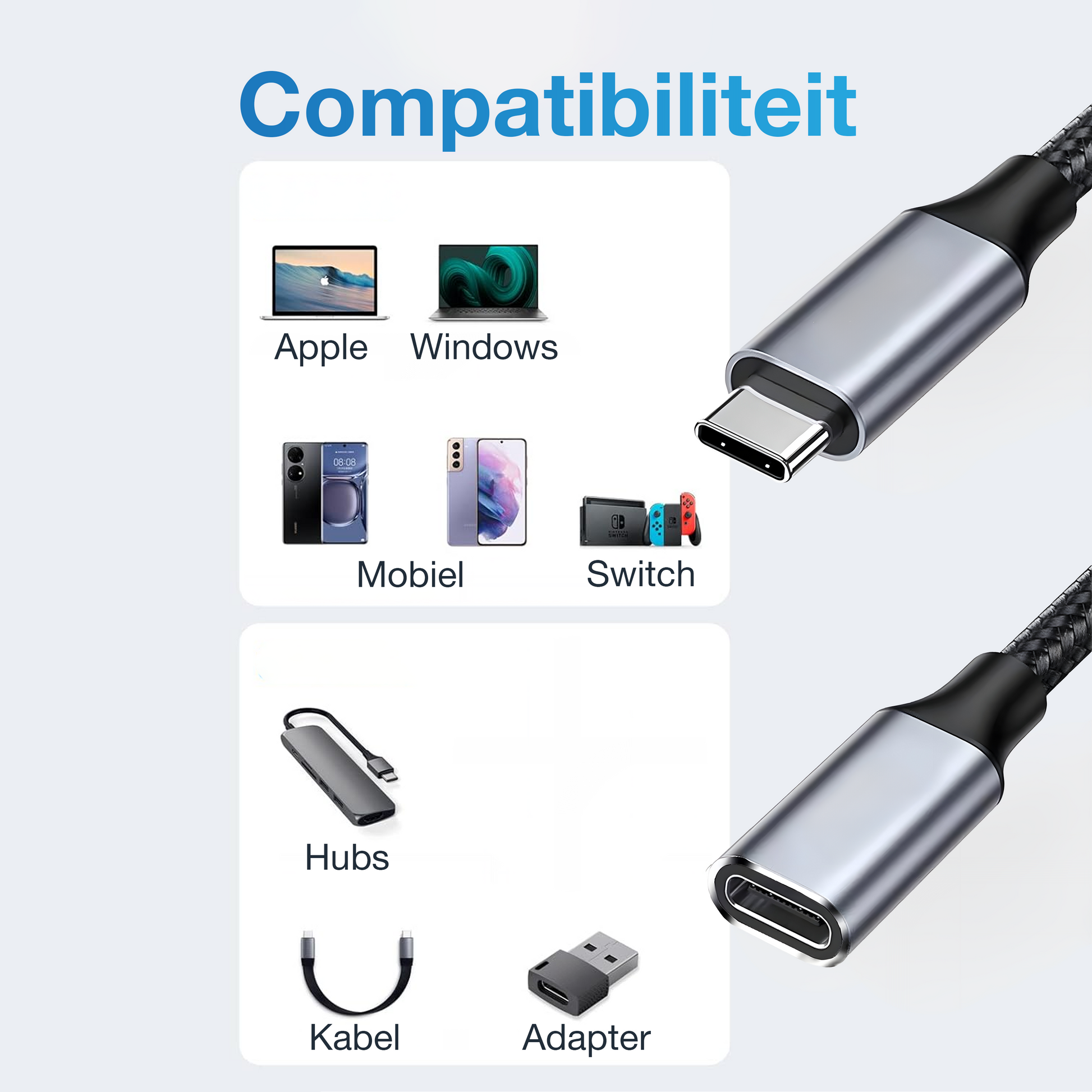 USB-C Verlengkabel - 2 Meter - Spacegrey-4